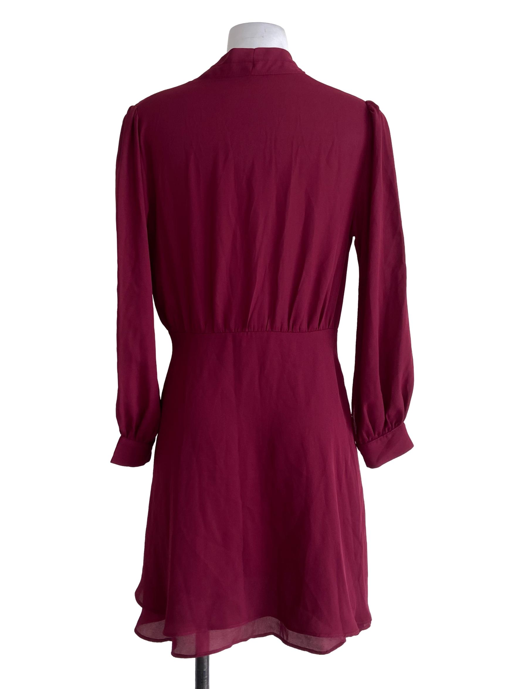Garnet Red V Neck Empire Dress