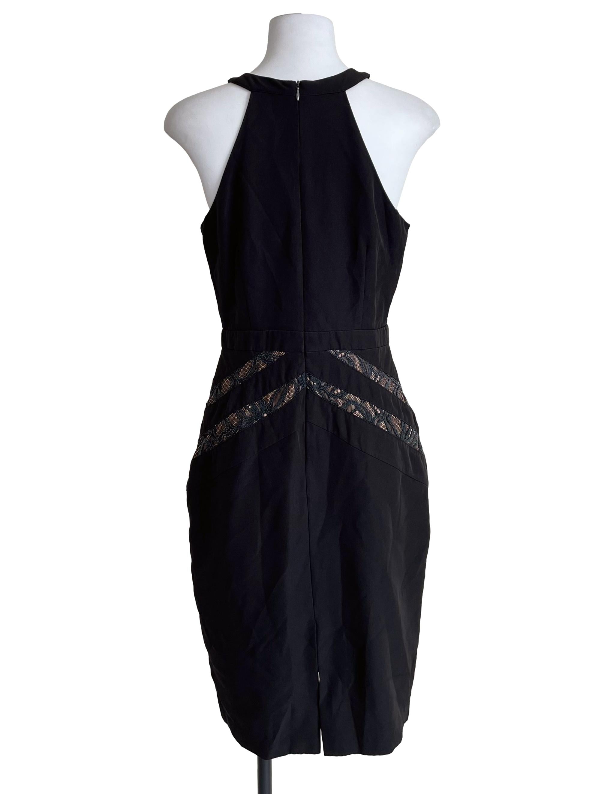 Black Lace Trace Halter Neck Dress