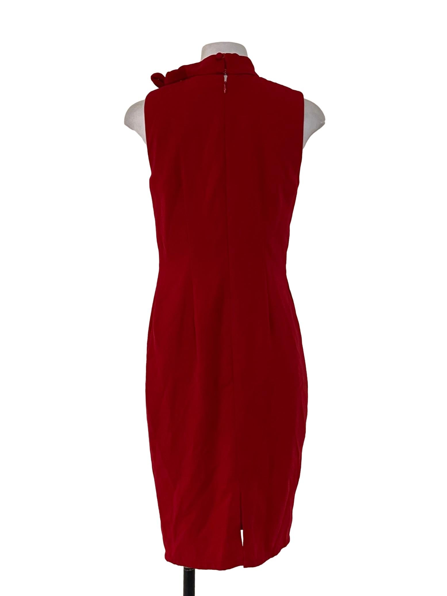 Rose Red Sleeveless Bodycon Slit Dress