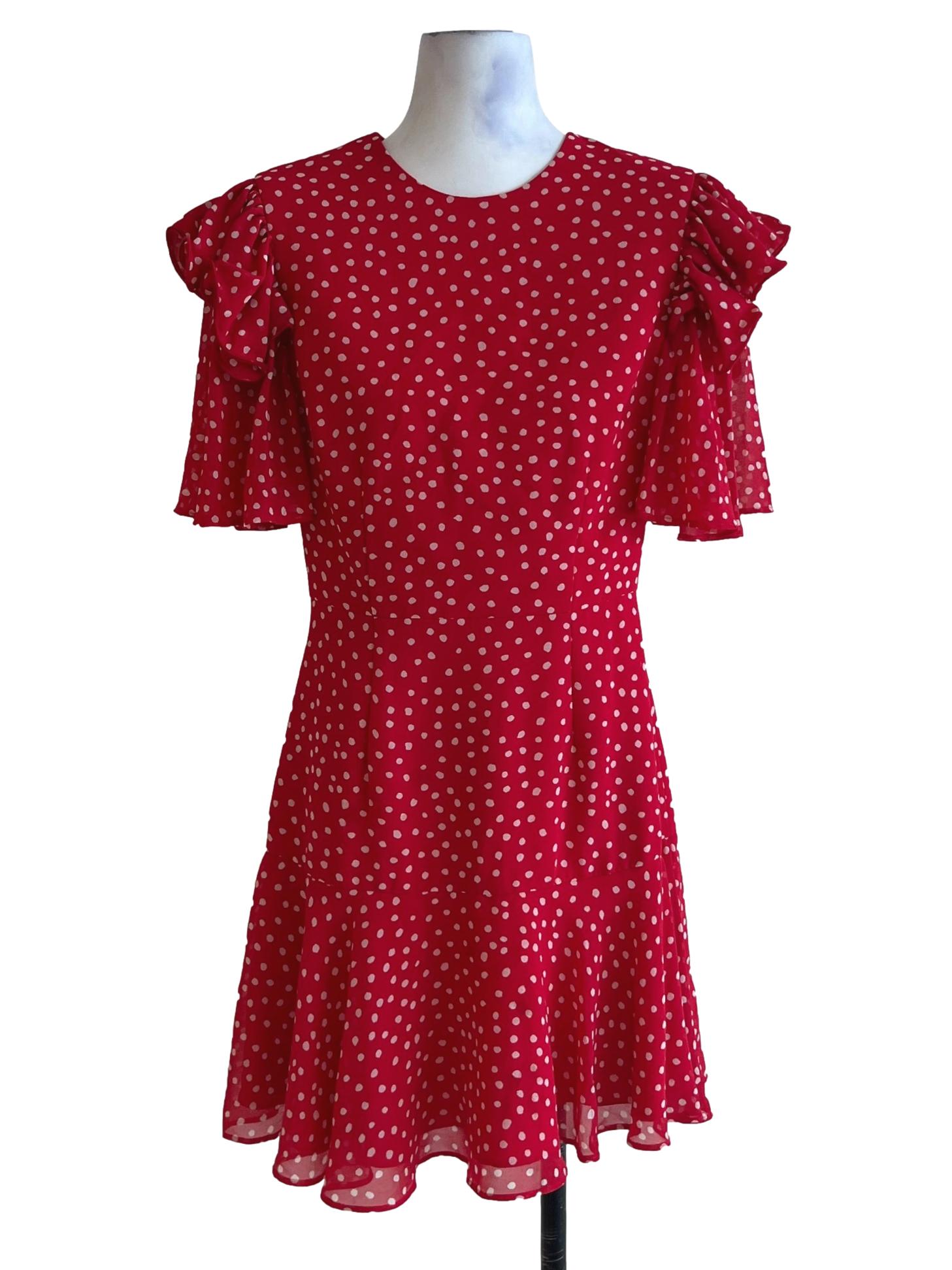 Candy Red Polka Dot Empire Dress