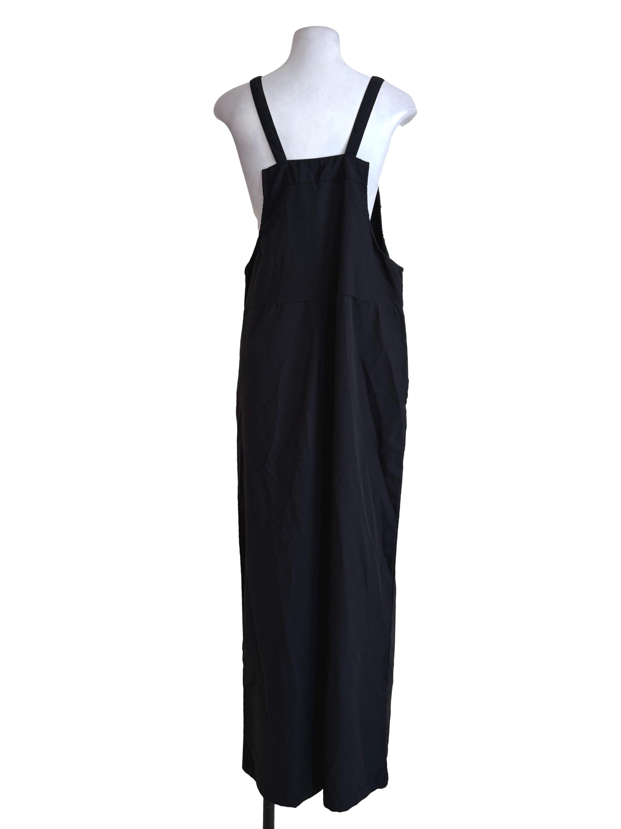 Black Pleated Apron All-Over Jumpsuit