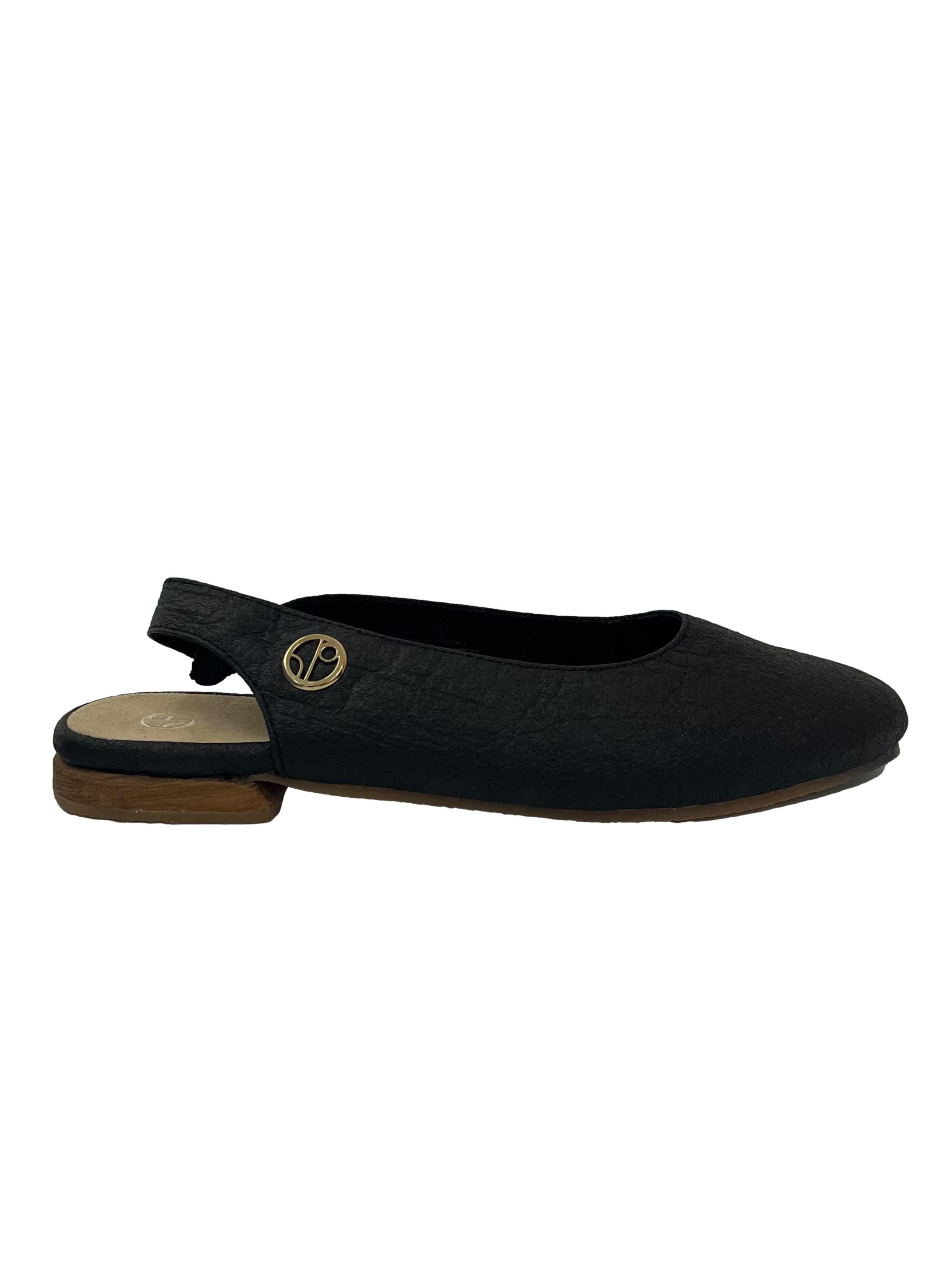 Charcoal Black Cannes Slingback Flat