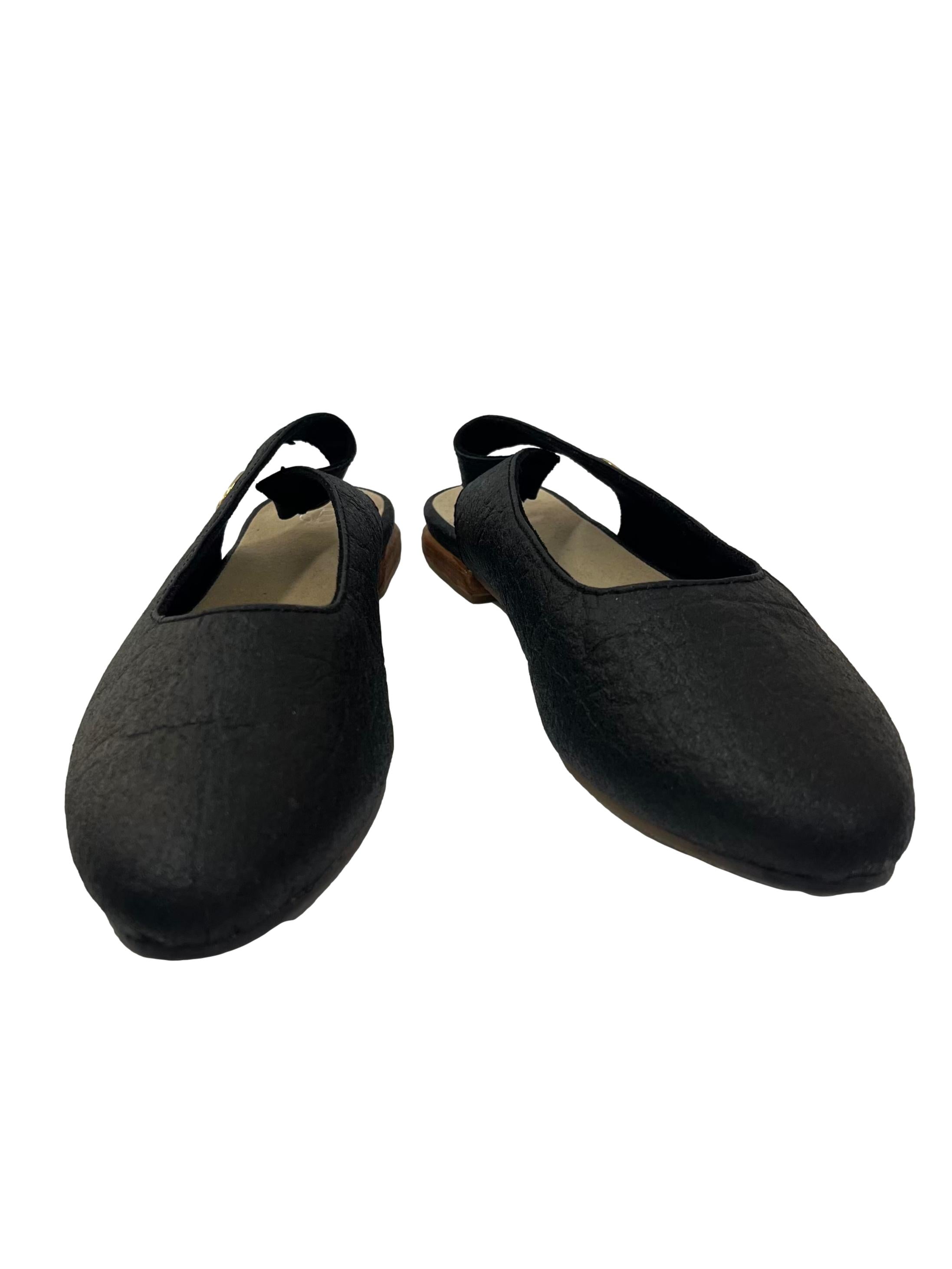 Charcoal Black Cannes Slingback Flat
