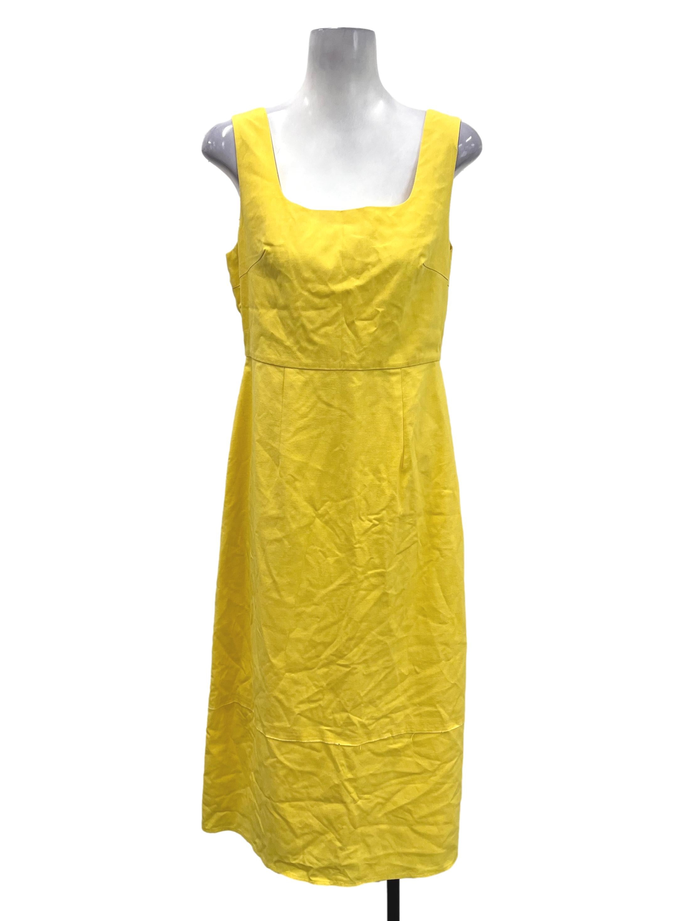 Yellow Square Neck Dress OSN