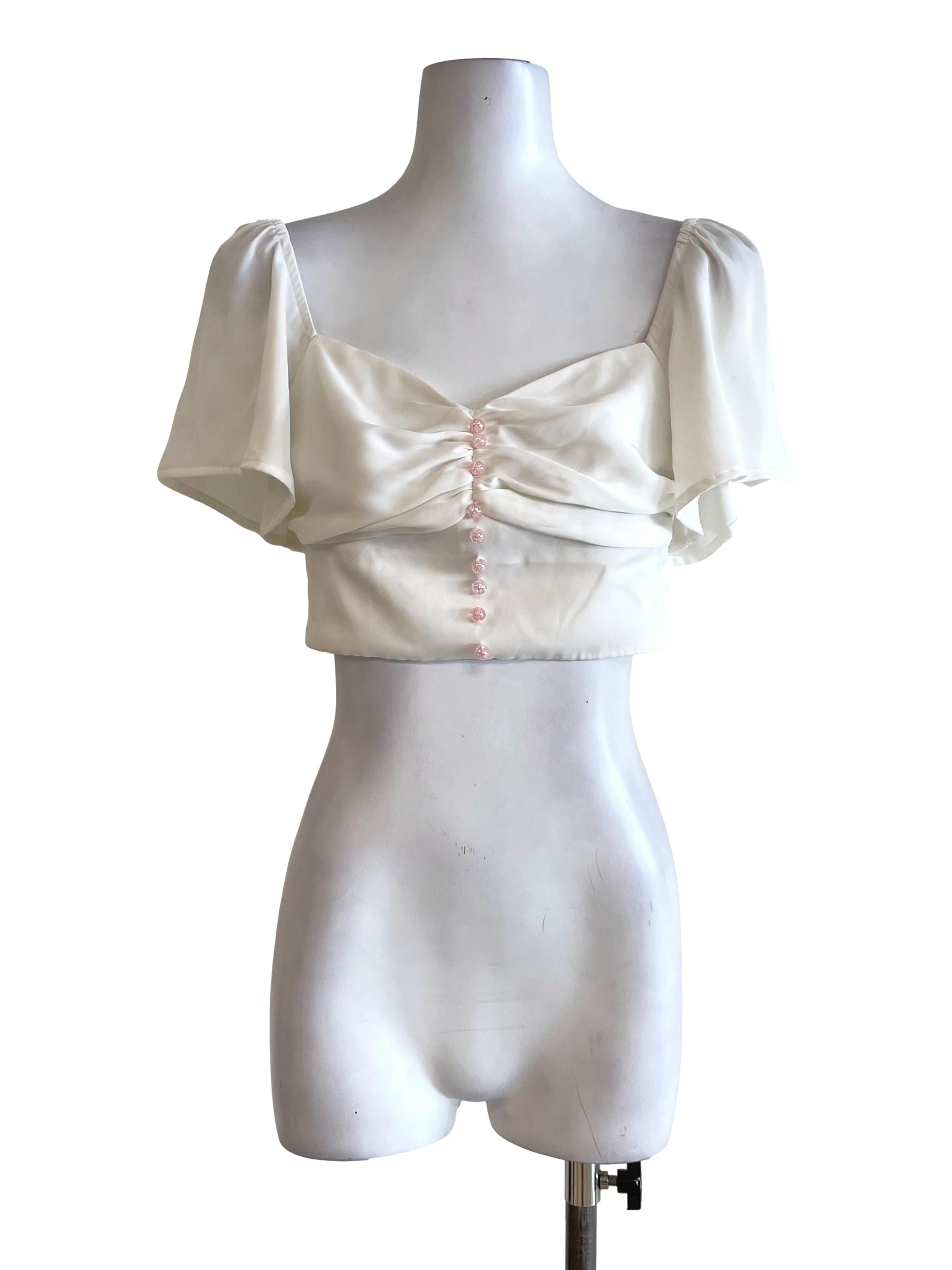 White Beaded Sweetheart Top
