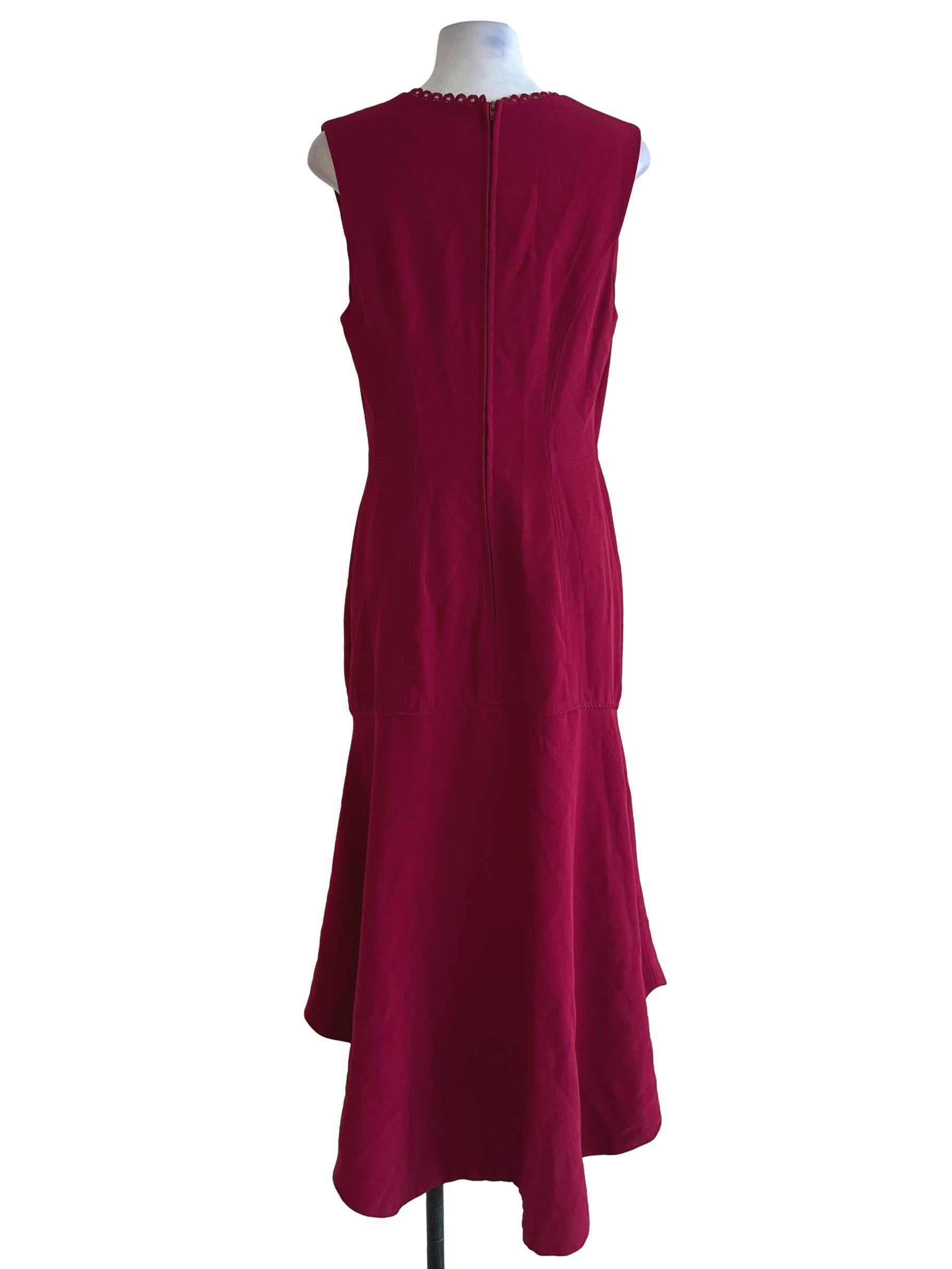Wine Red V-Neckline A-Line Dress