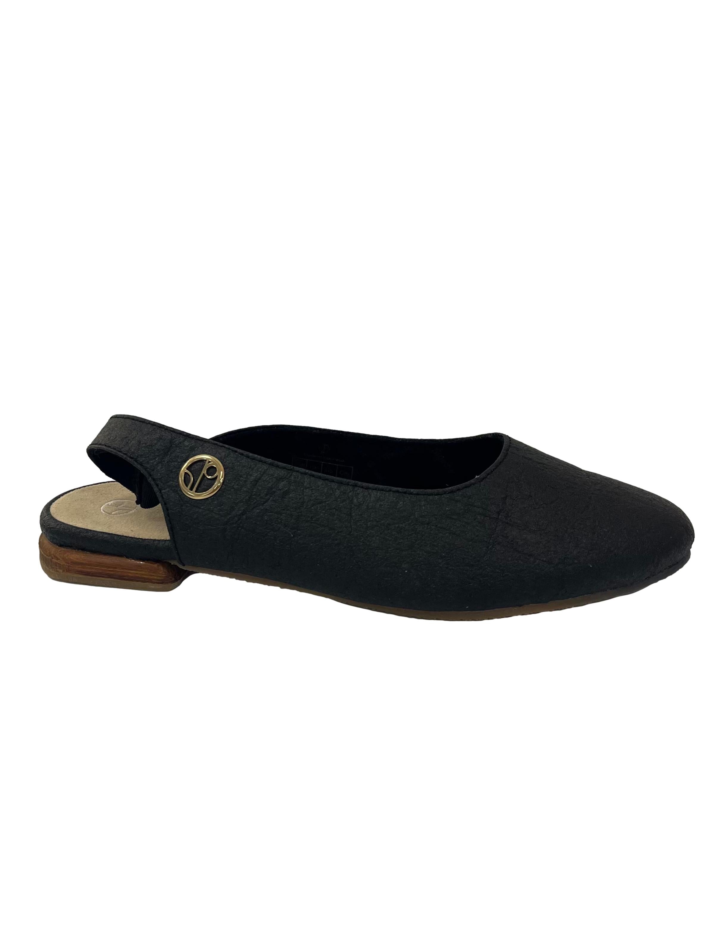 Charcoal Black Cannes Slingback Flat