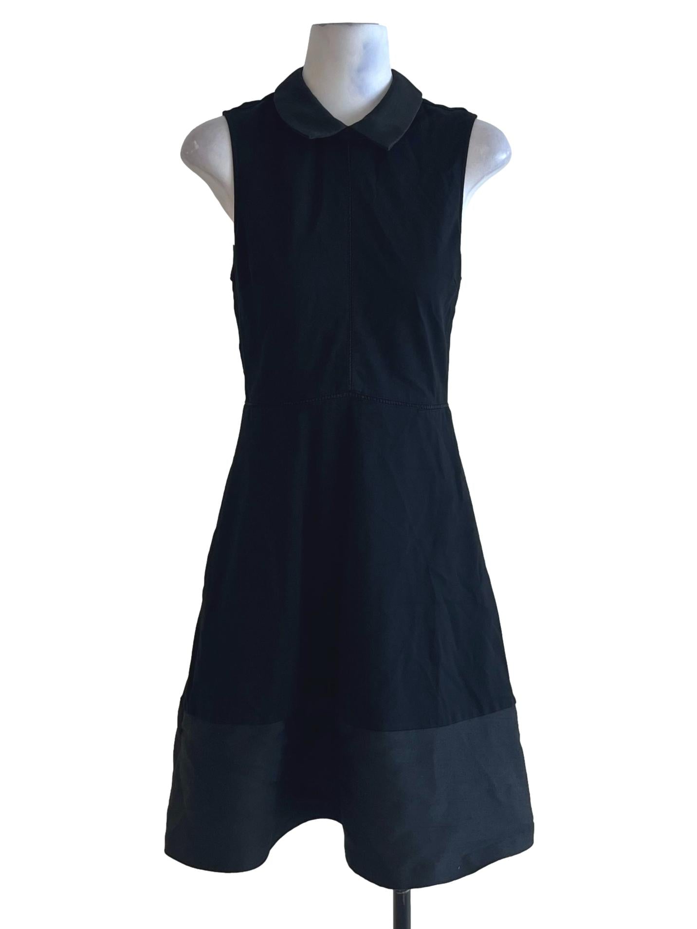 Black Wing Collar A-Line Dress