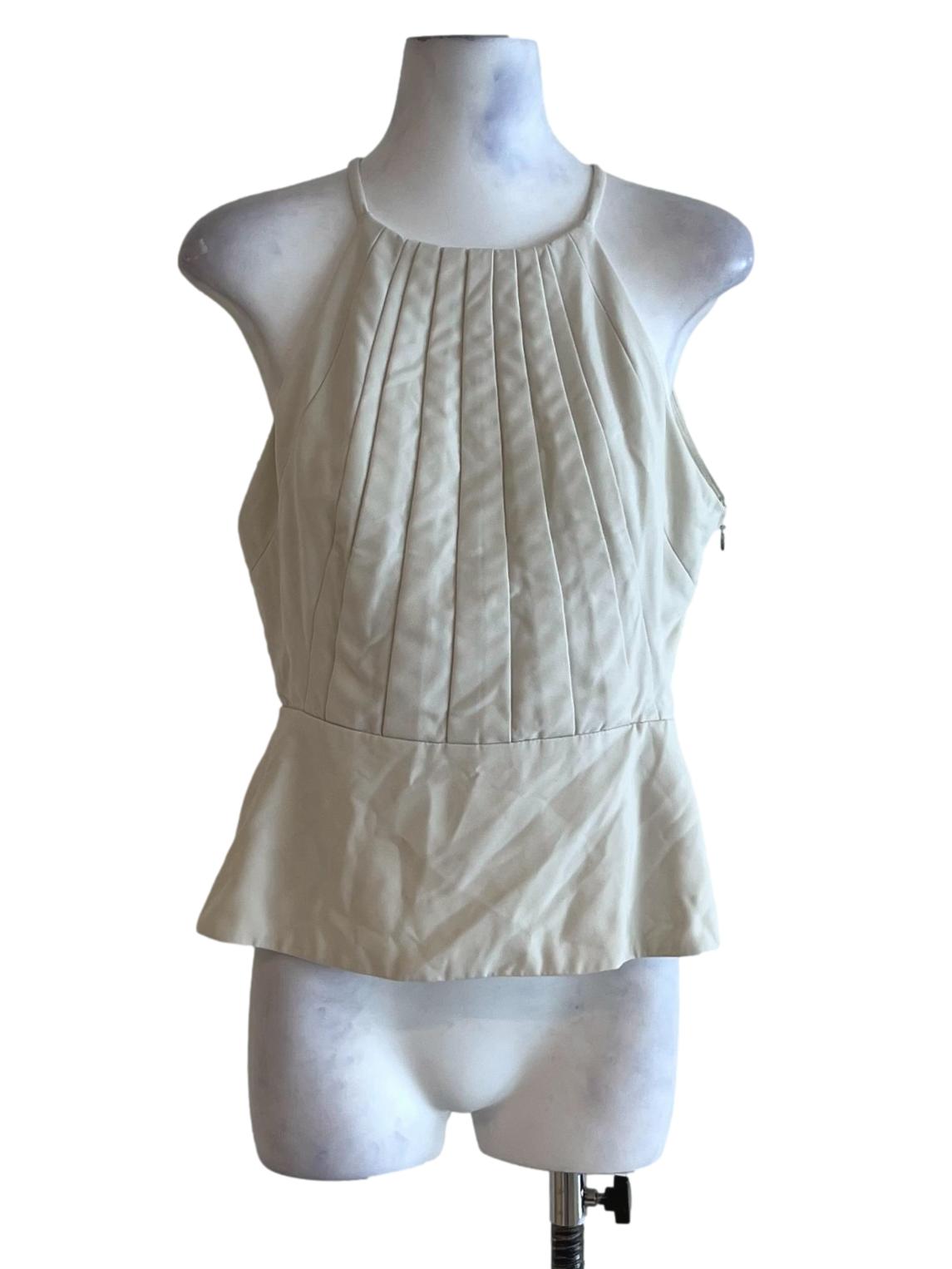 White Pleated Halter Sleeveless Top