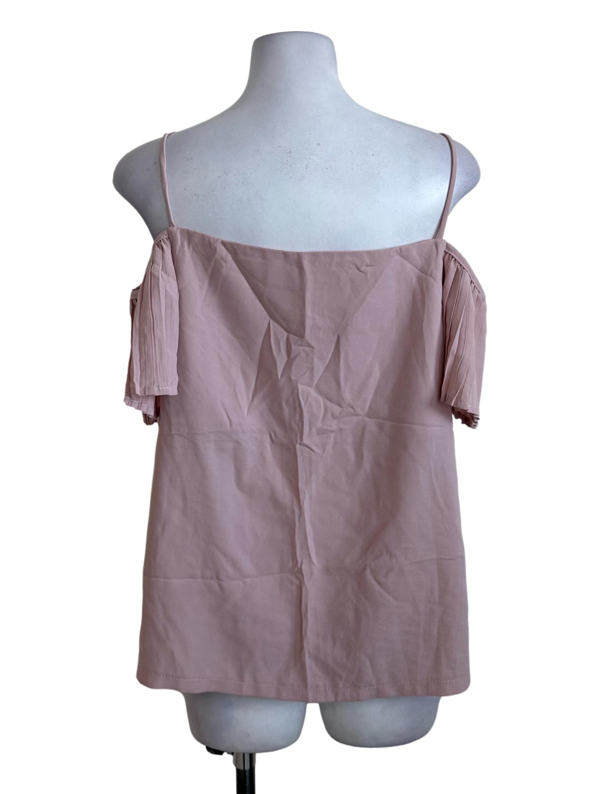 Dusty Pink Pleated Sleeve Off Shoulder Top