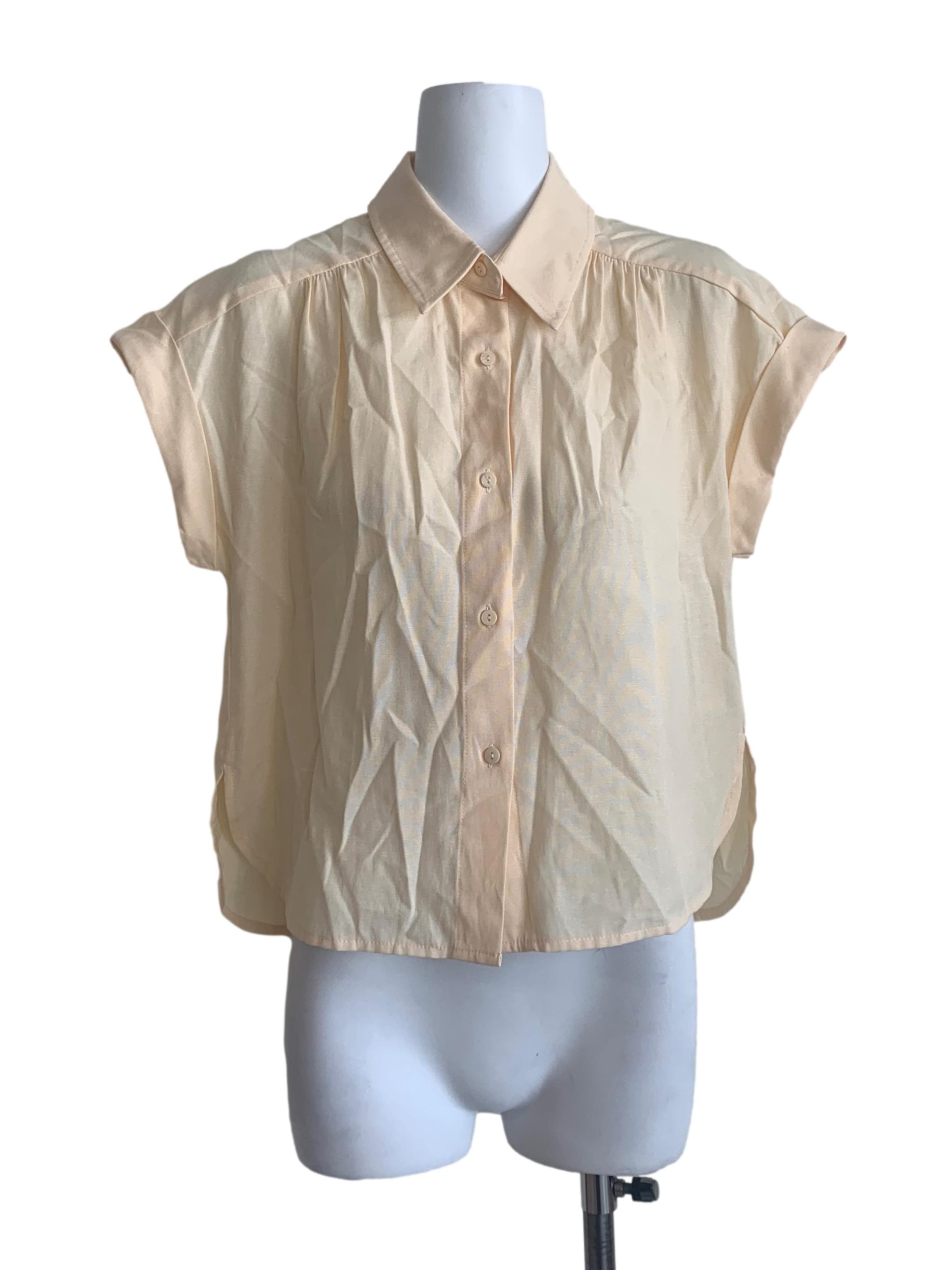 Eggnog Beige Collared Top