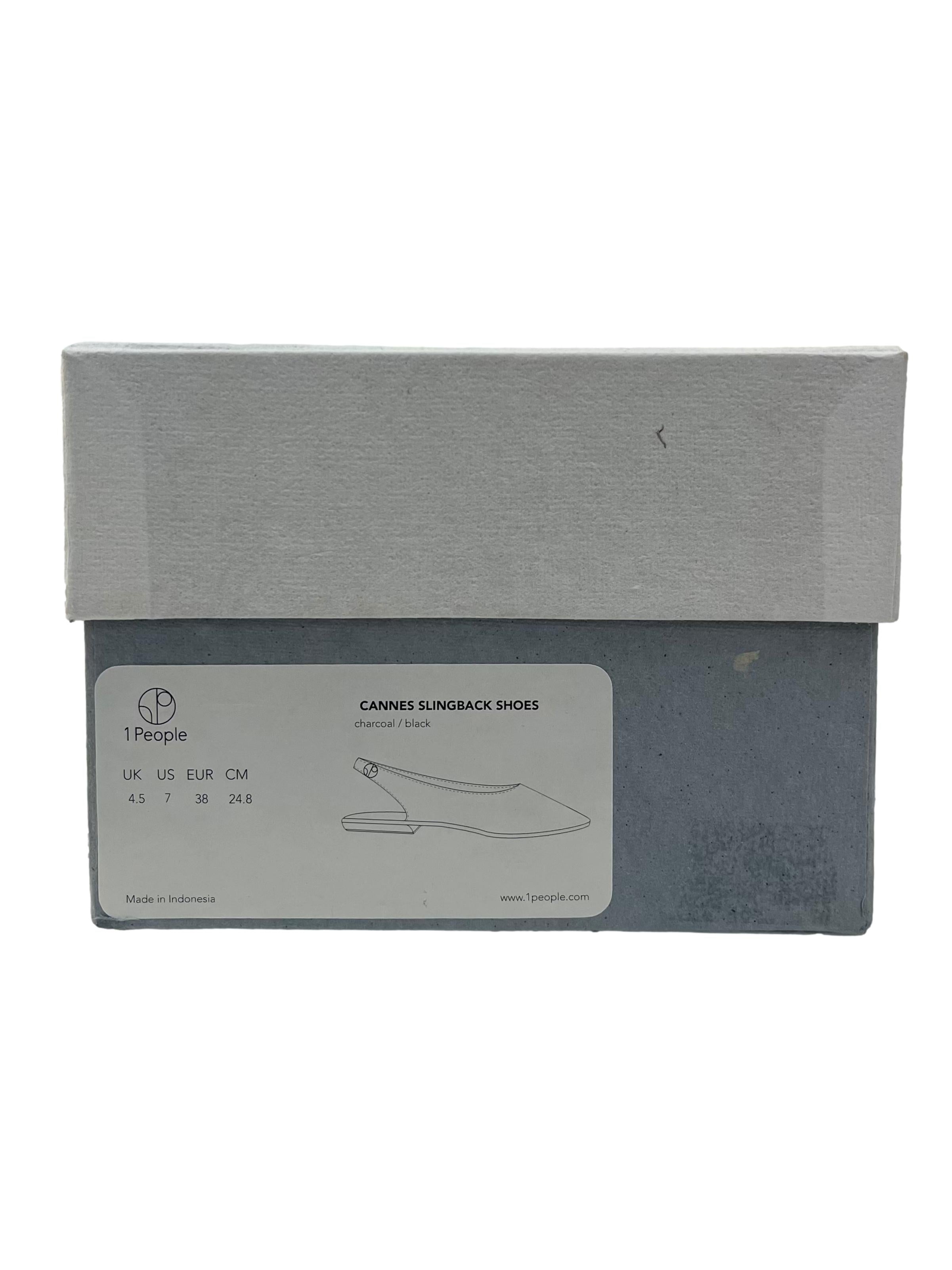 Charcoal Black Cannes Slingback Flat