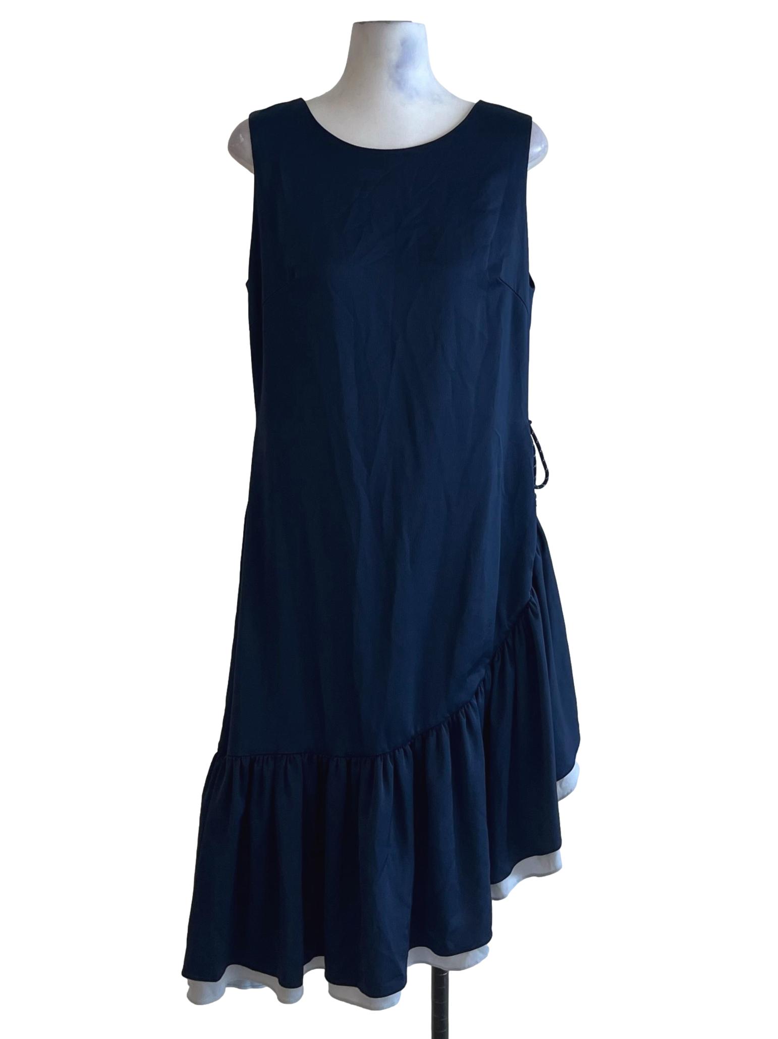 Navy Blue Jewel Neckline Sheath Dress