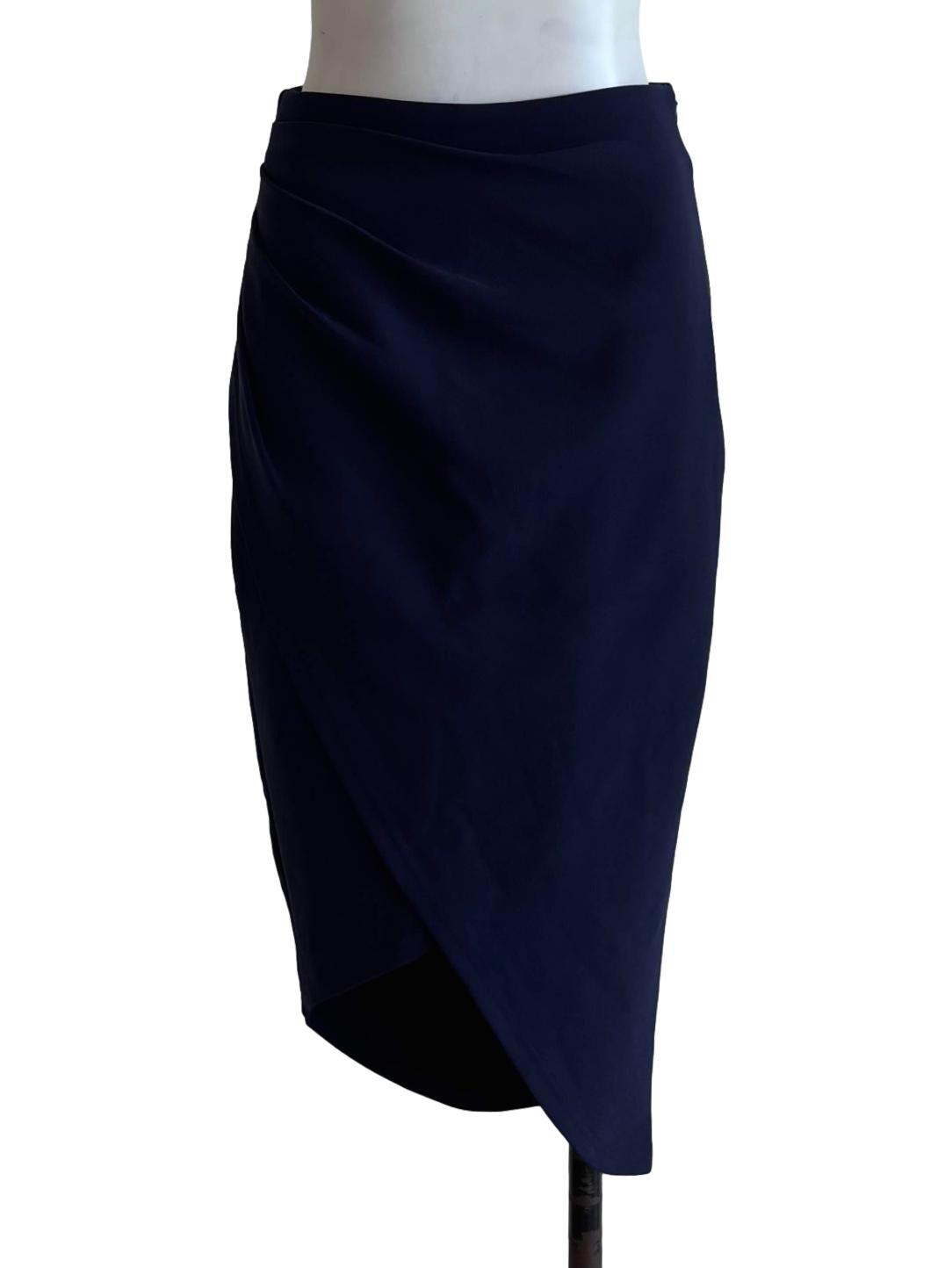 Midnight Blue Asymmetrical Pencil Skirt