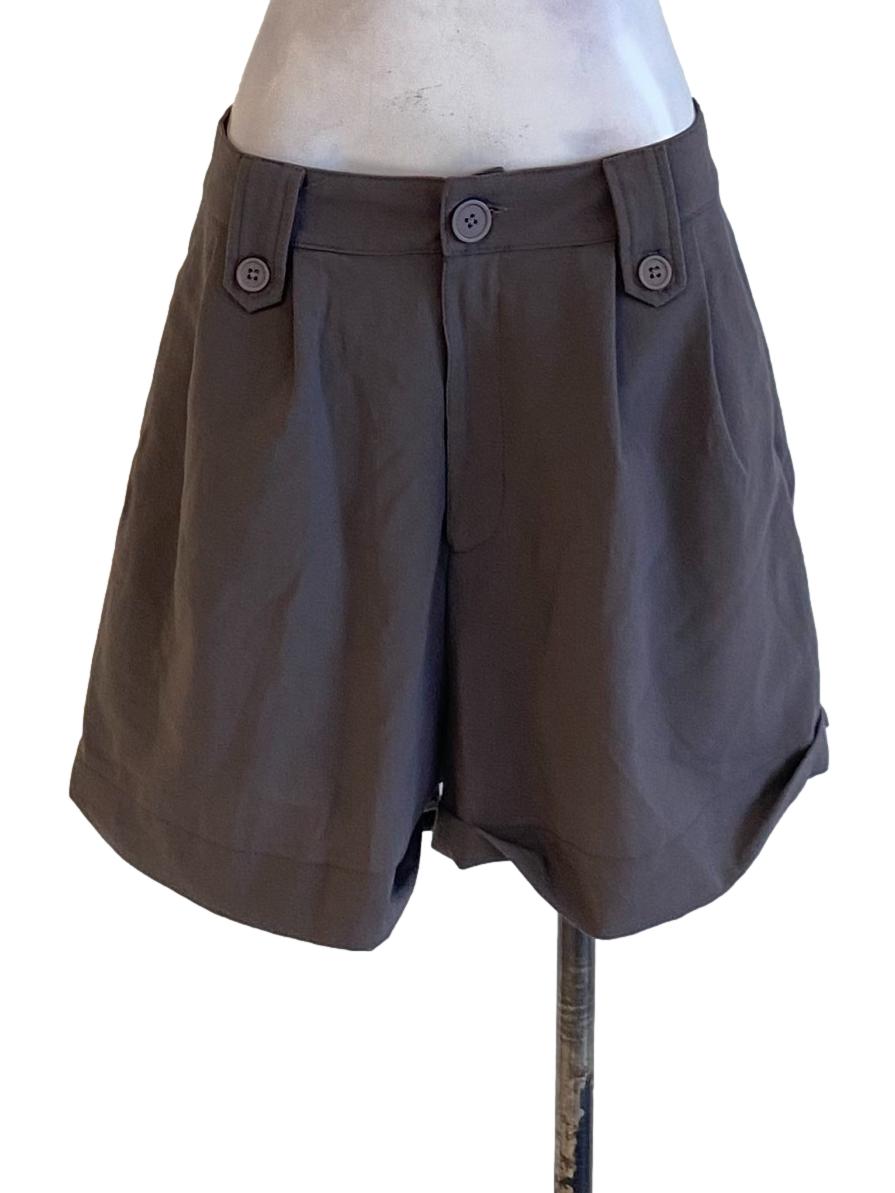Shadow Grey Buttoned Waist Shorts