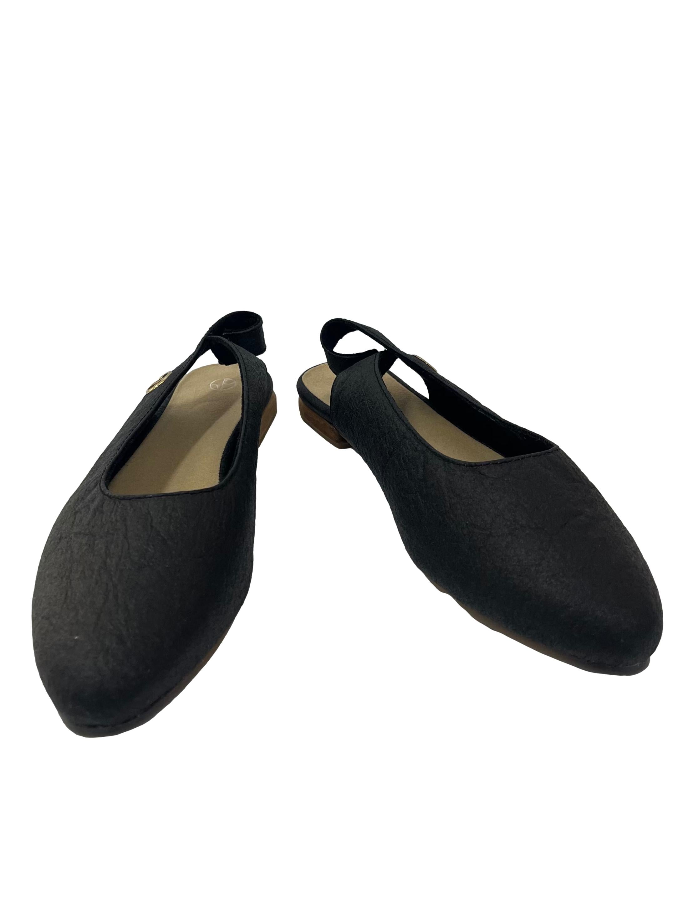 Charcoal Black Cannes Slingback Flat