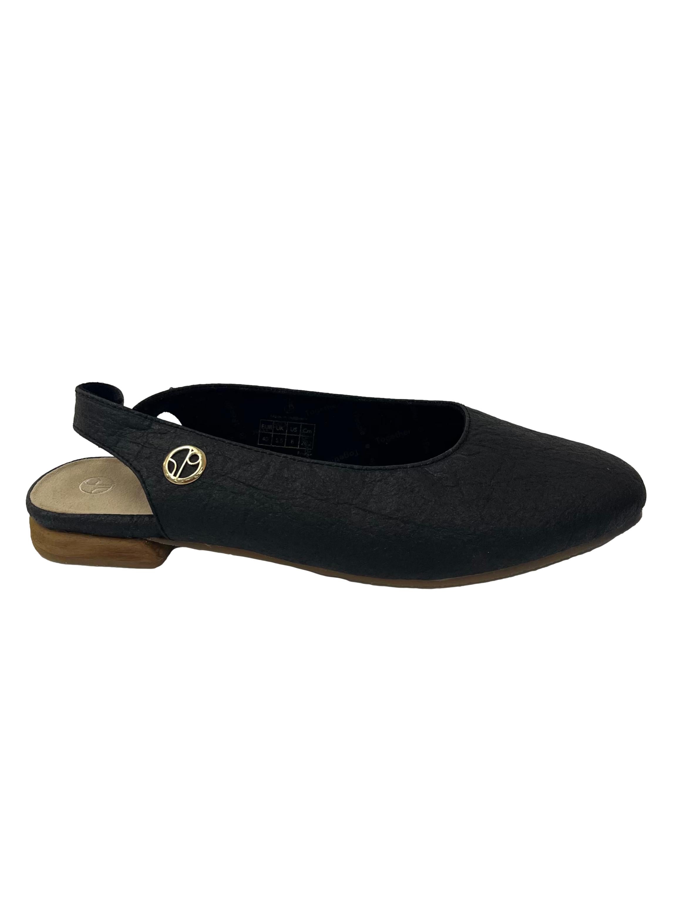 Charcoal Black Cannes Slingback Flat