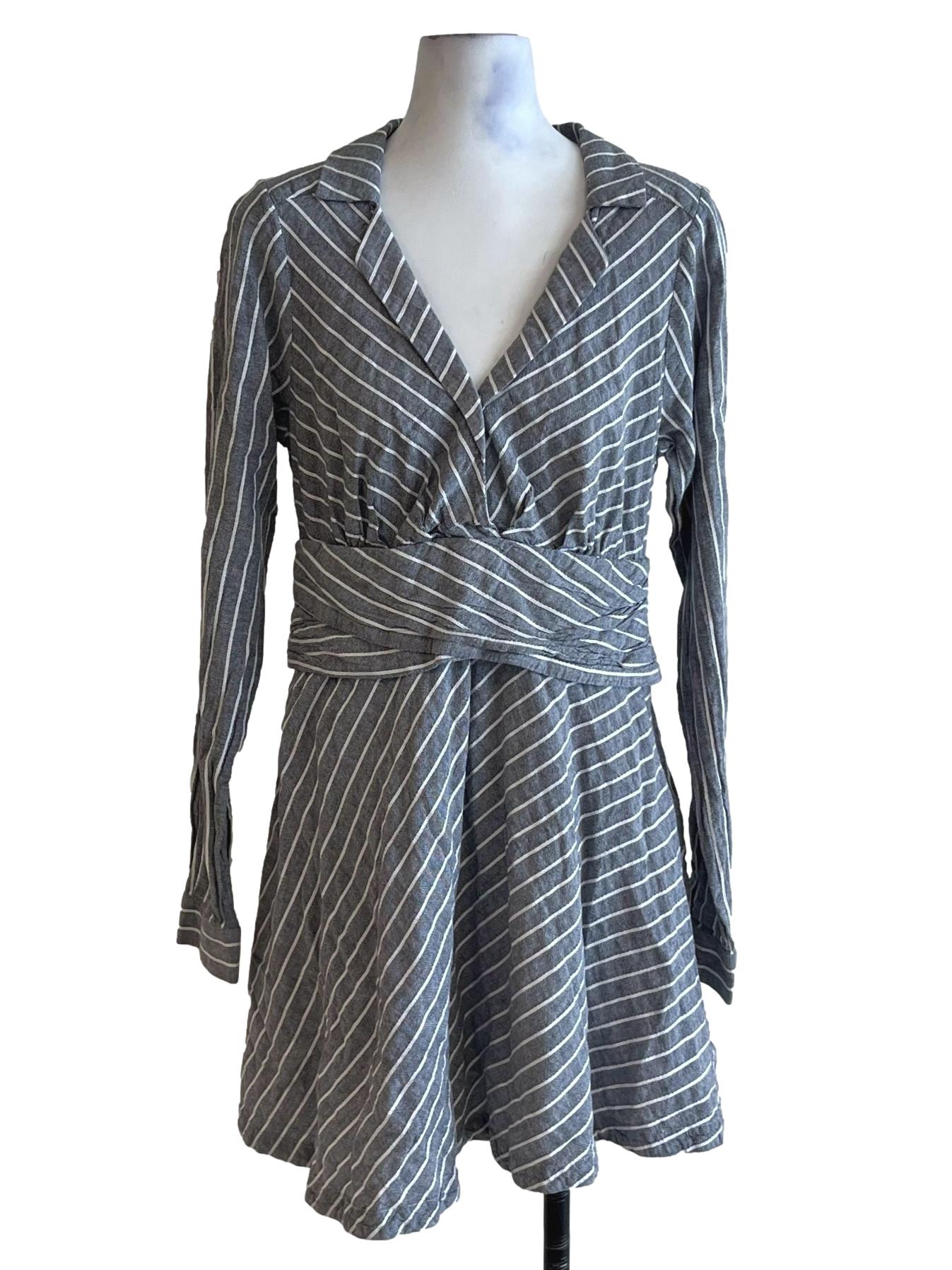 Grey Chalk Stripe Empire Dress