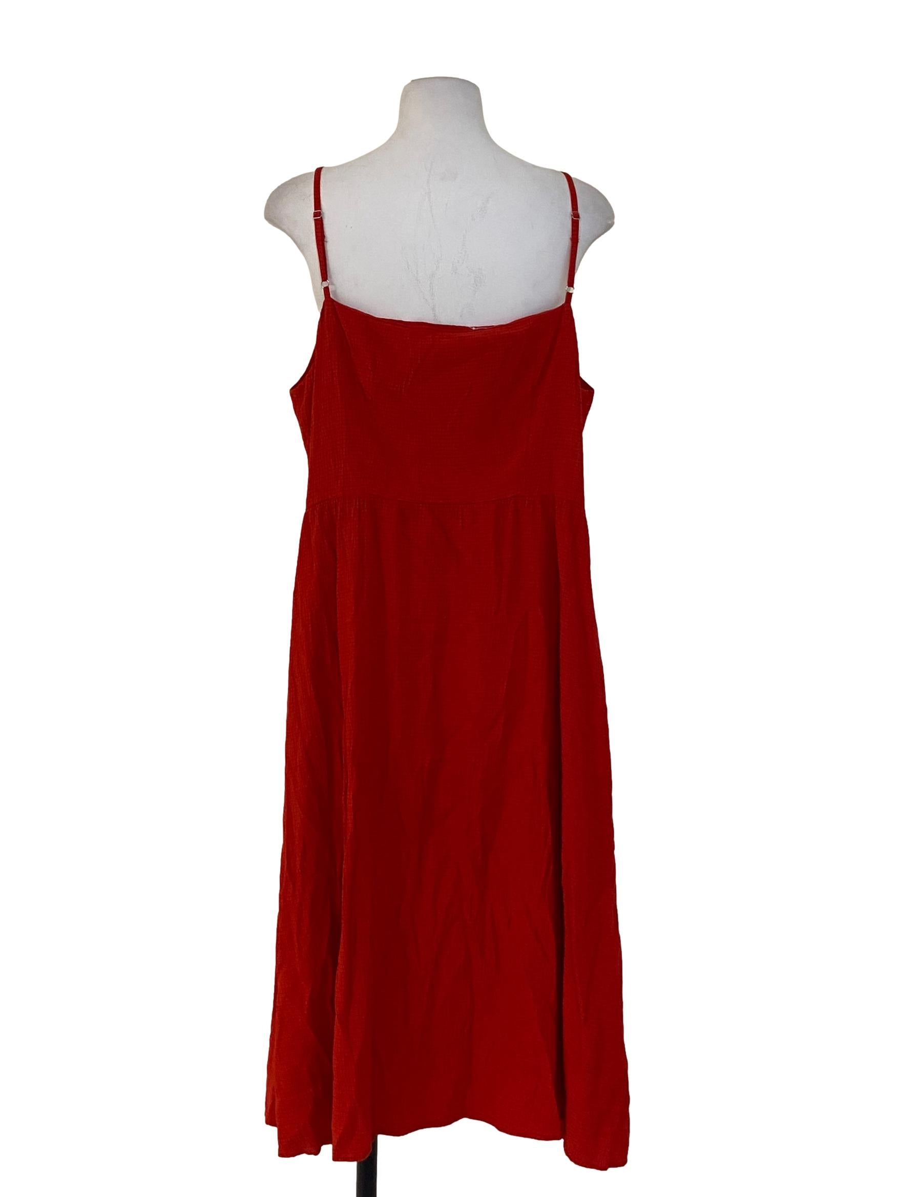 Red Spaghetti Strap Button Down Shirt Dress