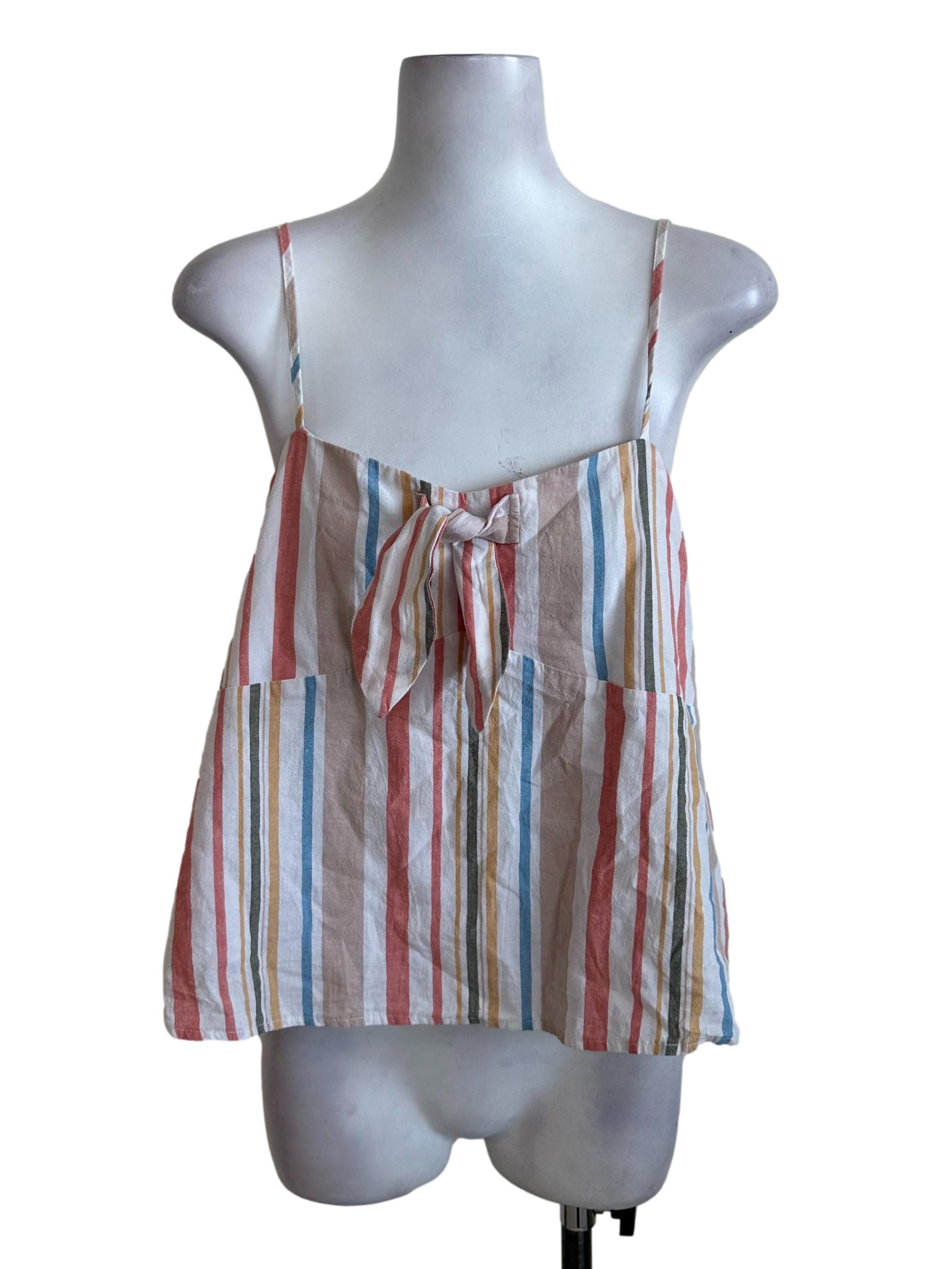 Multicolour Stripe Pattern Knot Top