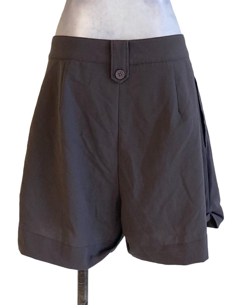 Shadow Grey Buttoned Waist Shorts