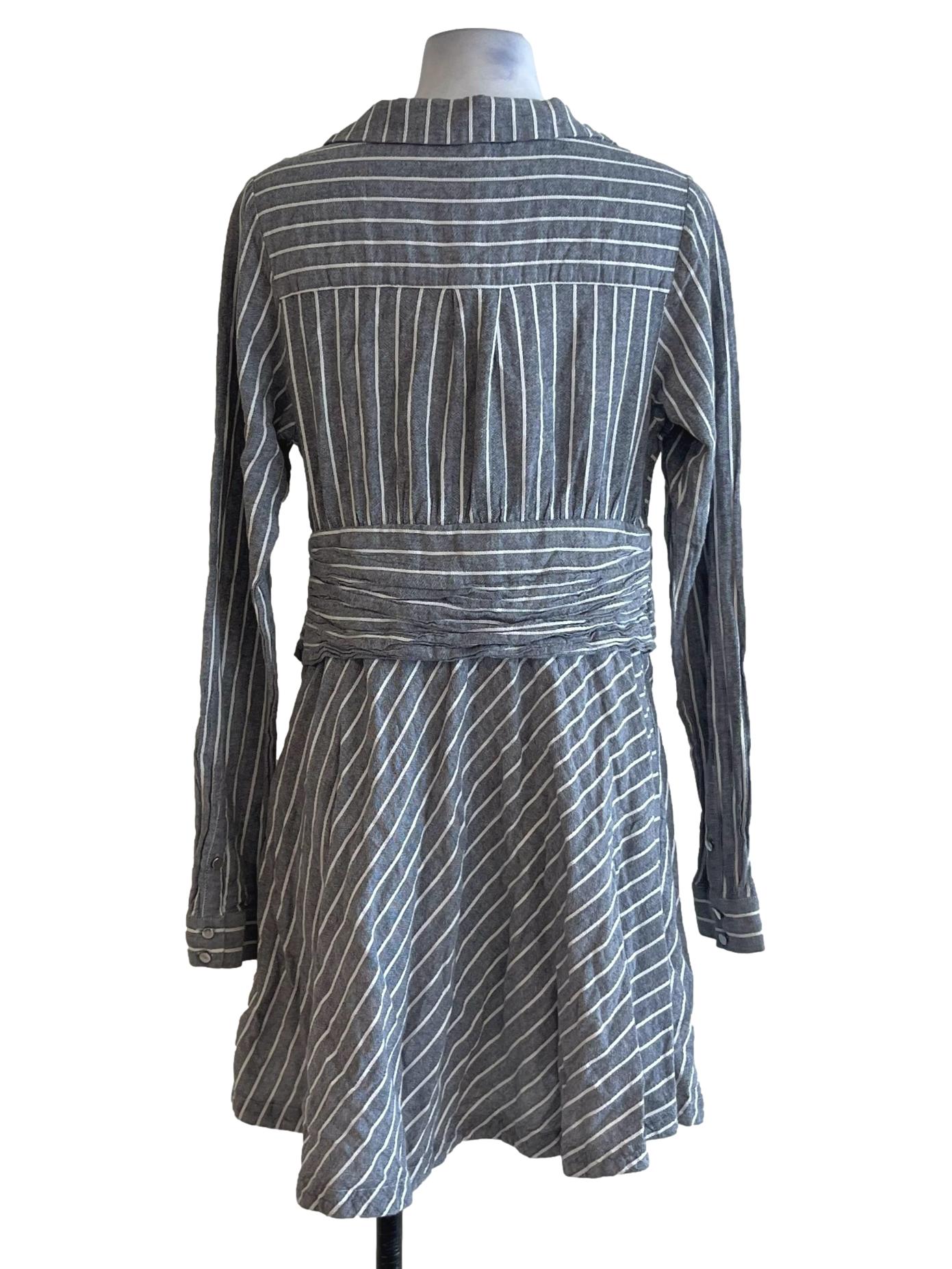 Grey Chalk Stripe Empire Dress