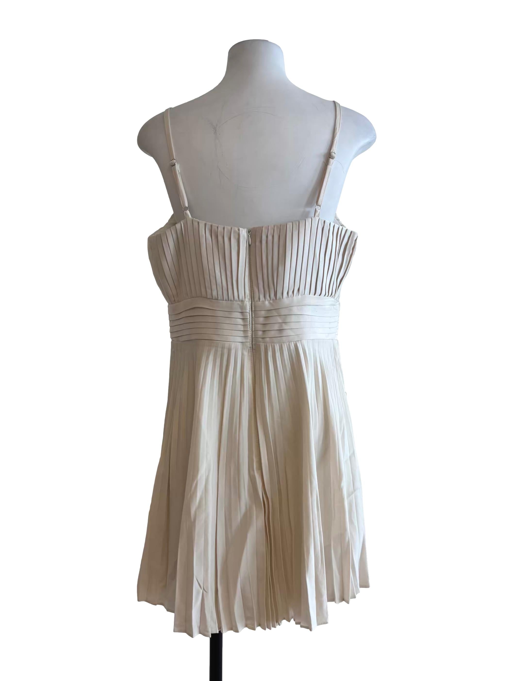 Beige Pleated Cami Dress