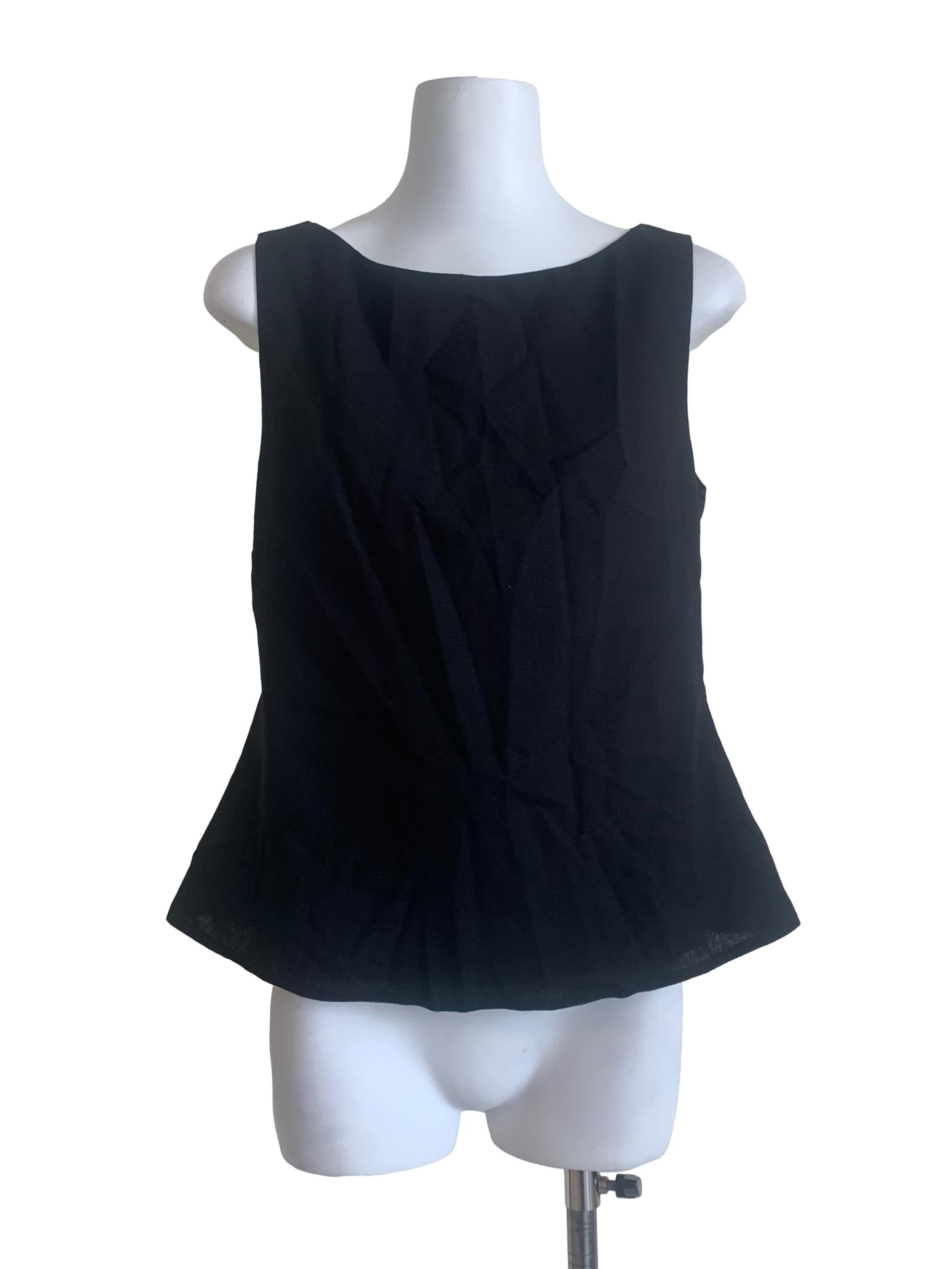 Crow Black Jewel Neck Top