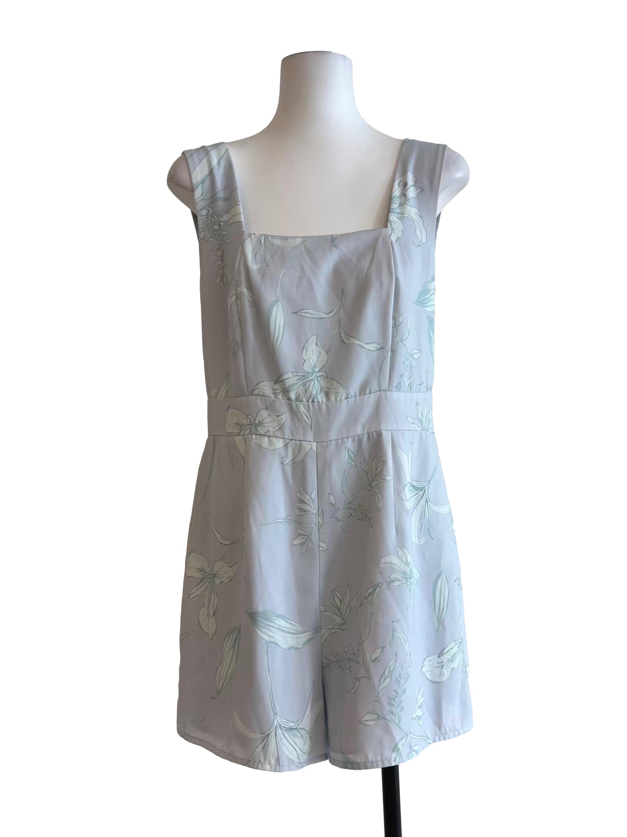 Baby Blue Square Neck Romper