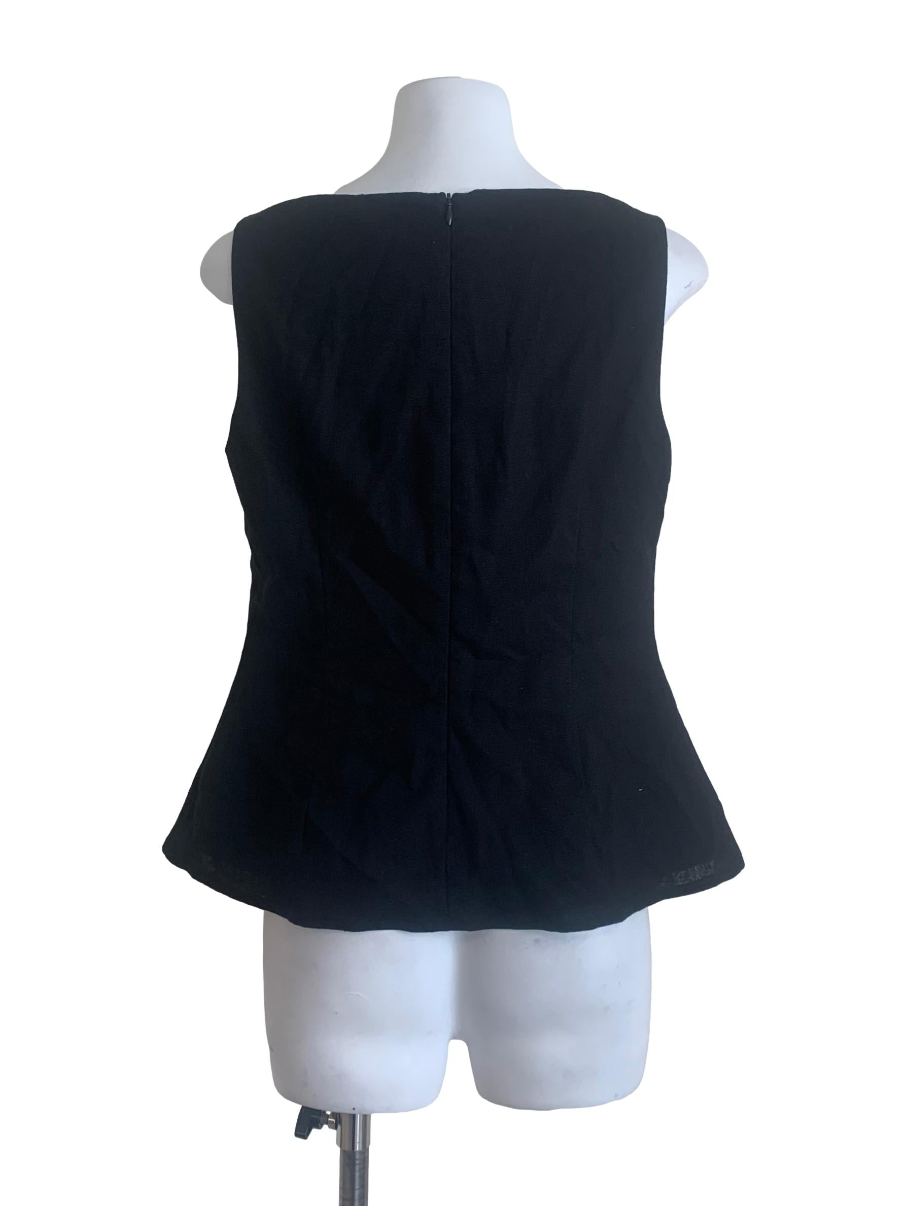 Crow Black Jewel Neck Top