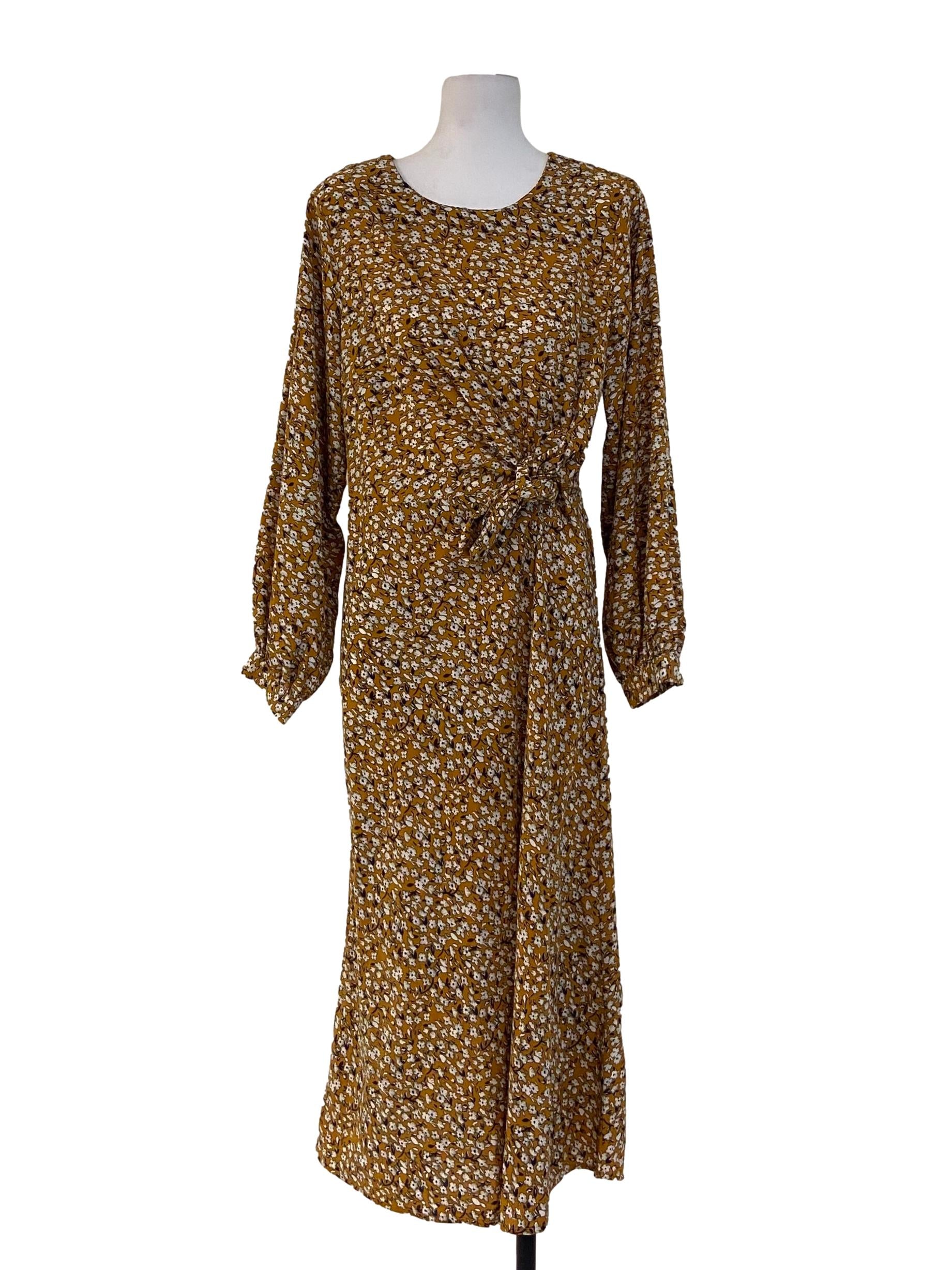 Mustard Yellow Floral Empire Dress