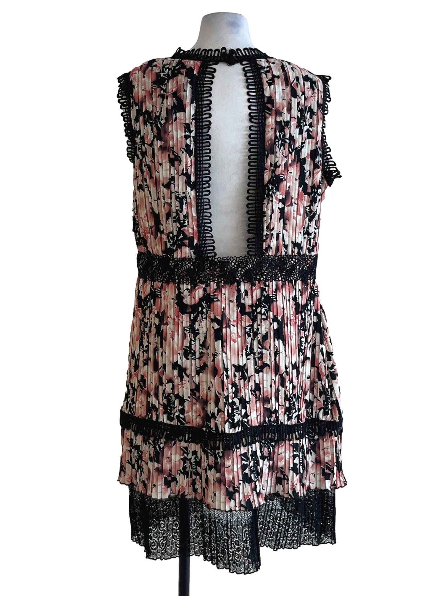 Strawberry Pink Black Pattern A-Line Dress