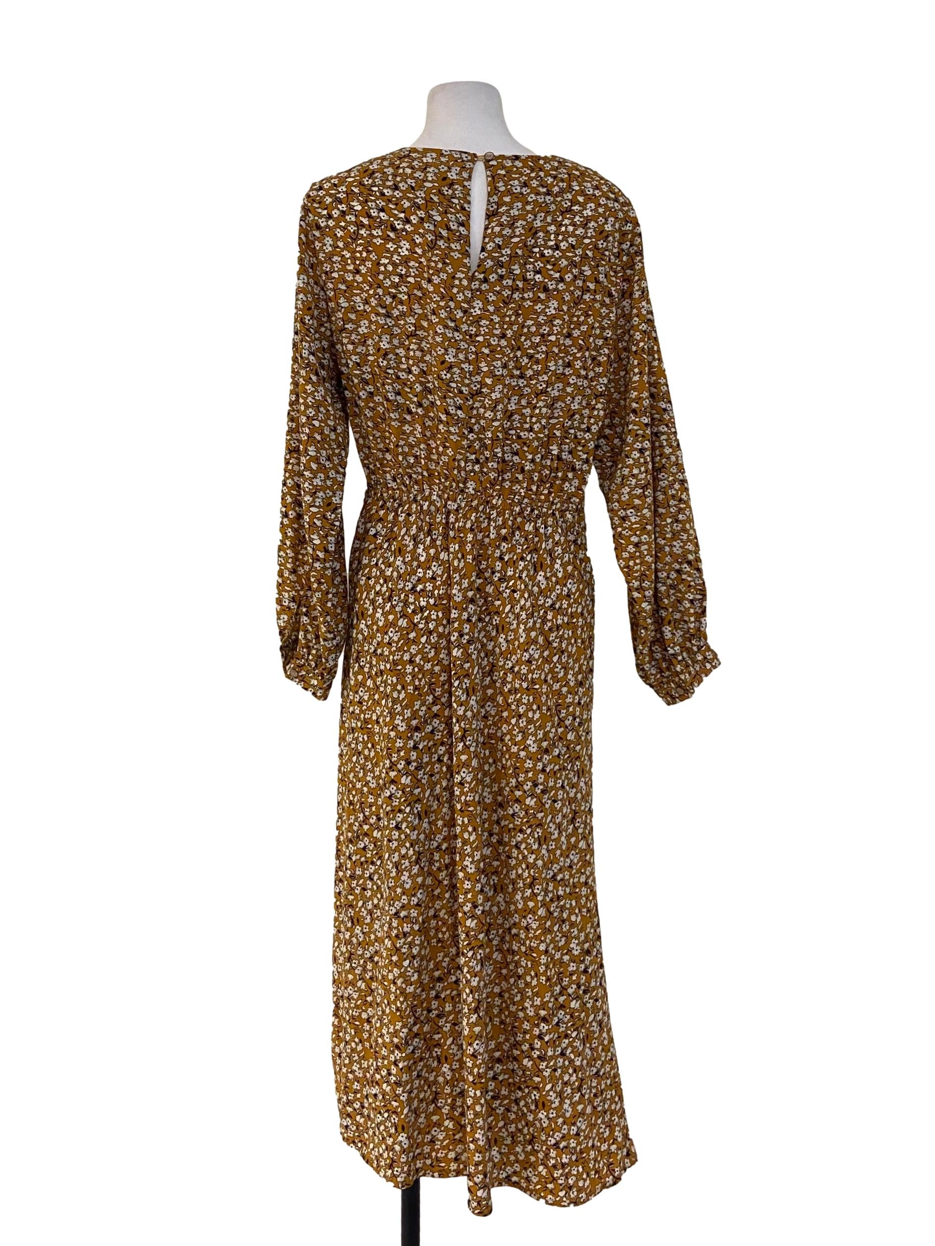 Mustard Yellow Floral Empire Dress
