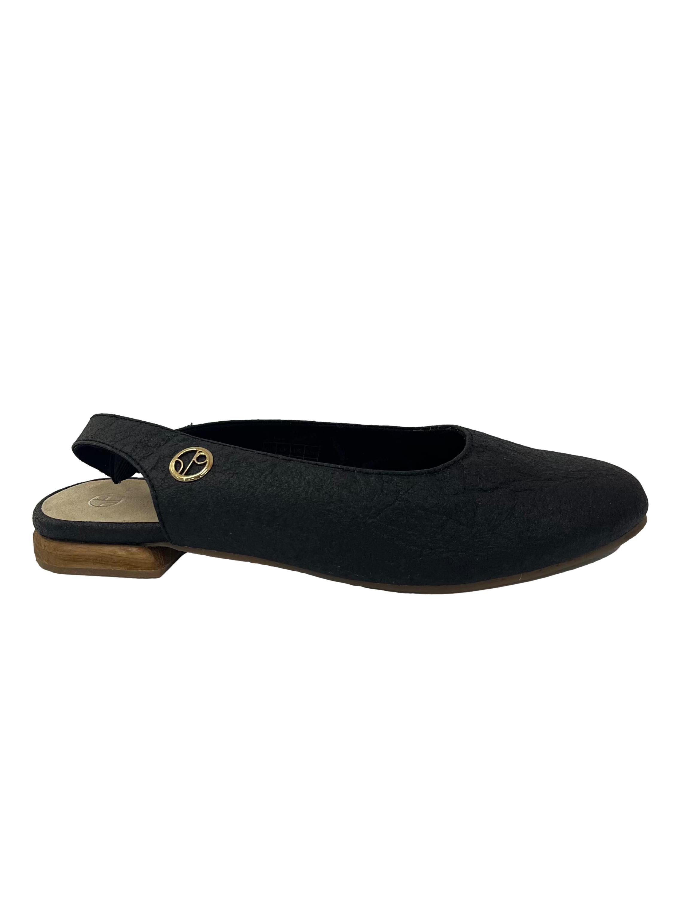 Charcoal Black Cannes Slingback Flat