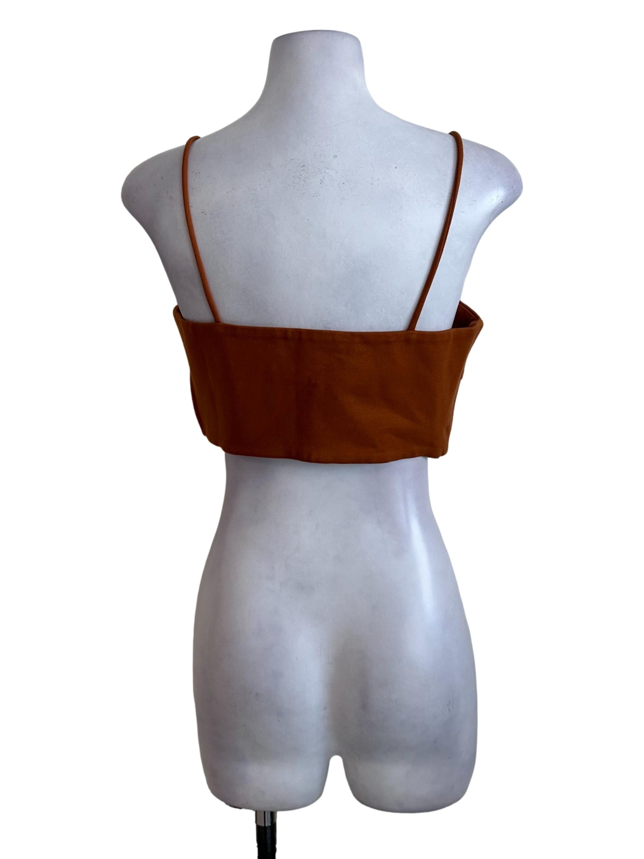 Caramel Brown Square Neck Spaghetti Strap Top