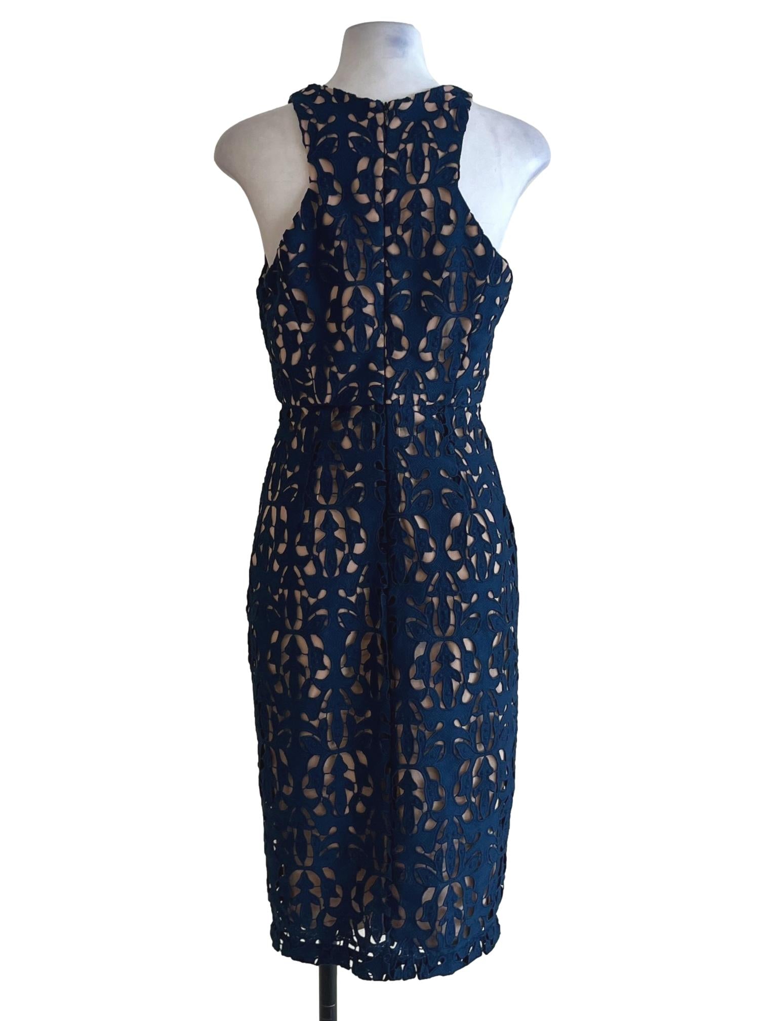 Navy Blue Lace A-Line Dress