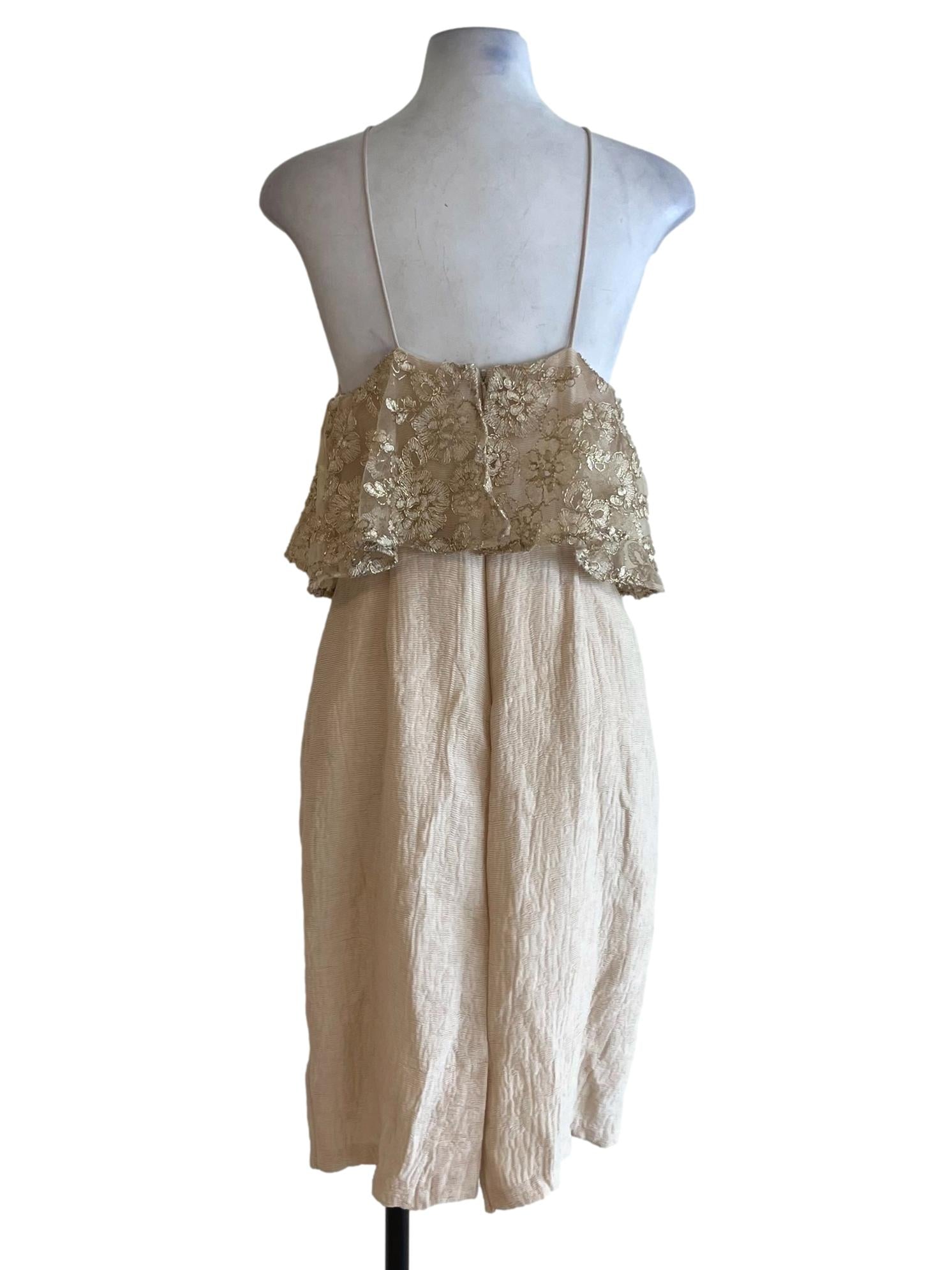 Beige Lace Sheath Dress