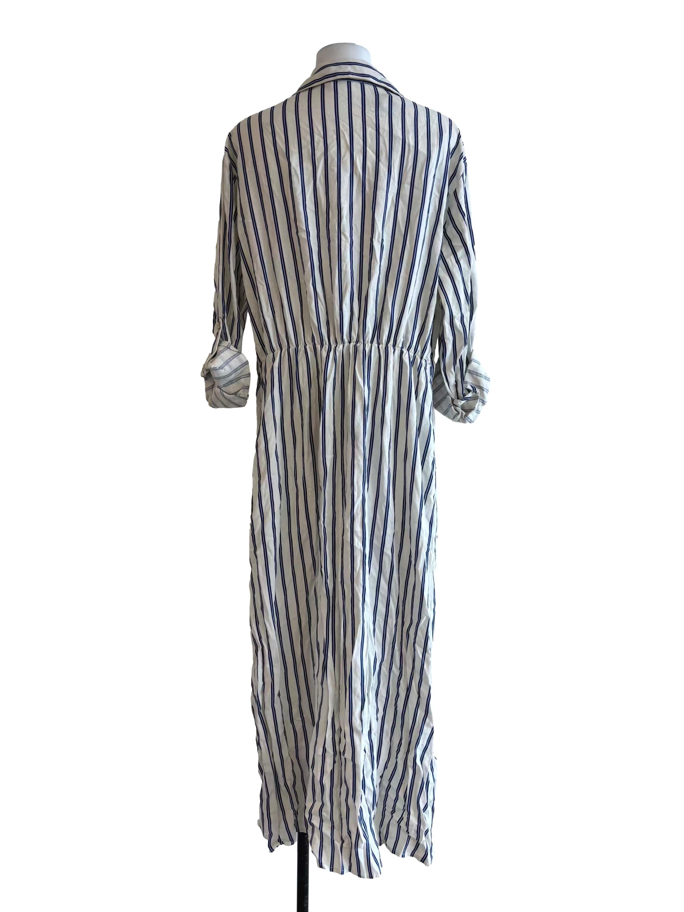 White Spruce Blue Striped Shirt Dress