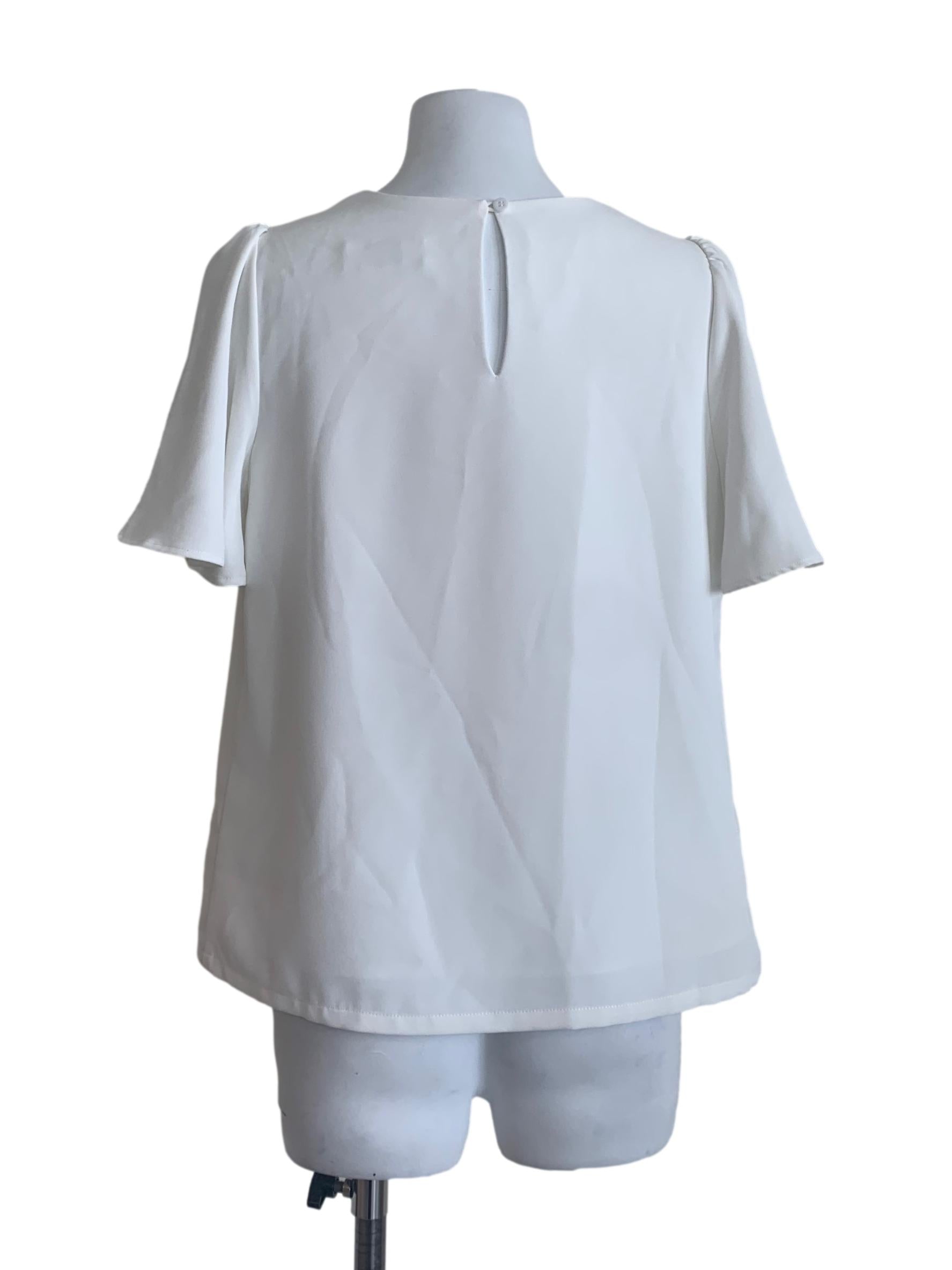 Chiffon White Circular-Cap Sleeves Top