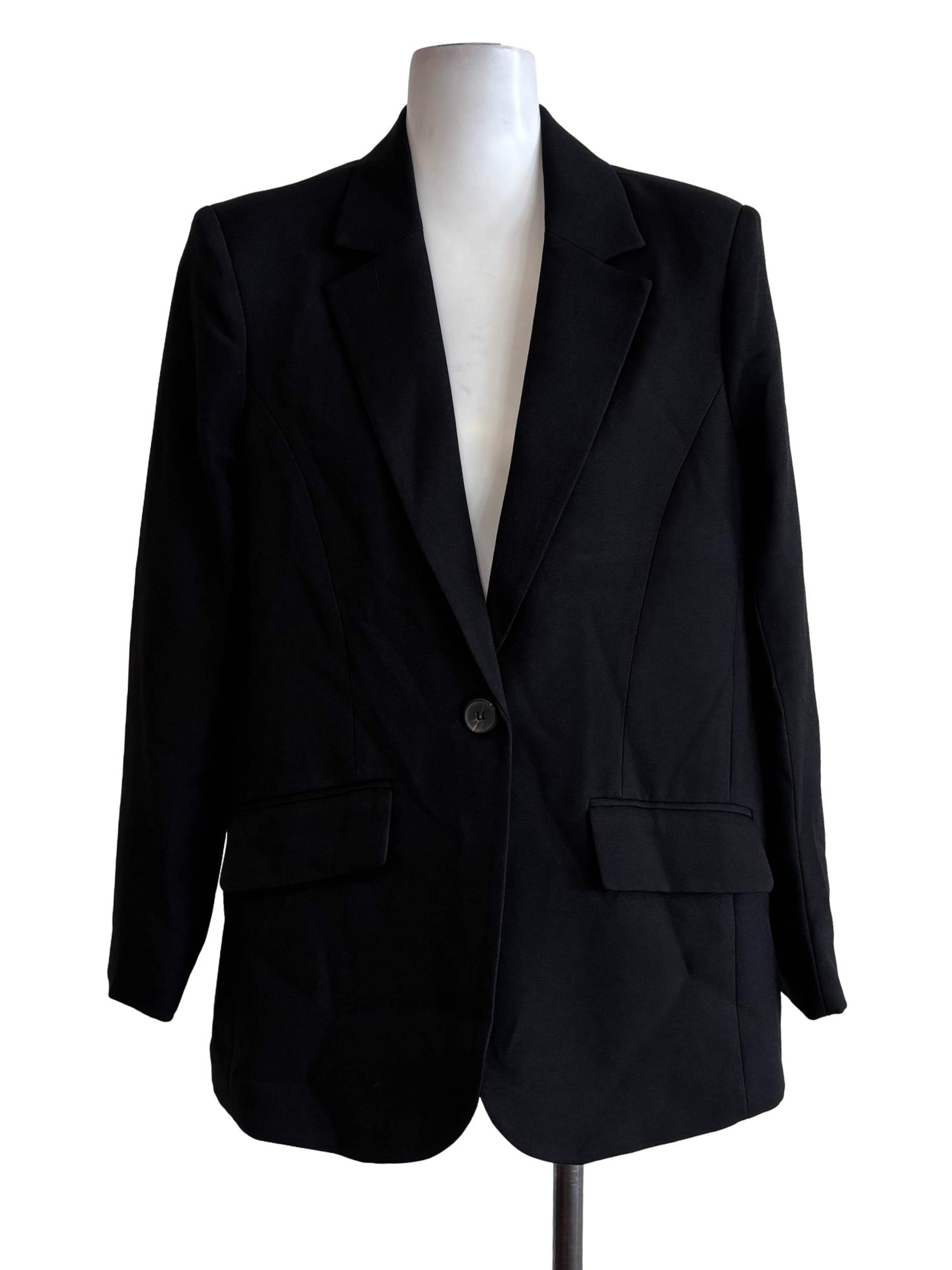 Soft Black One Button Blazer