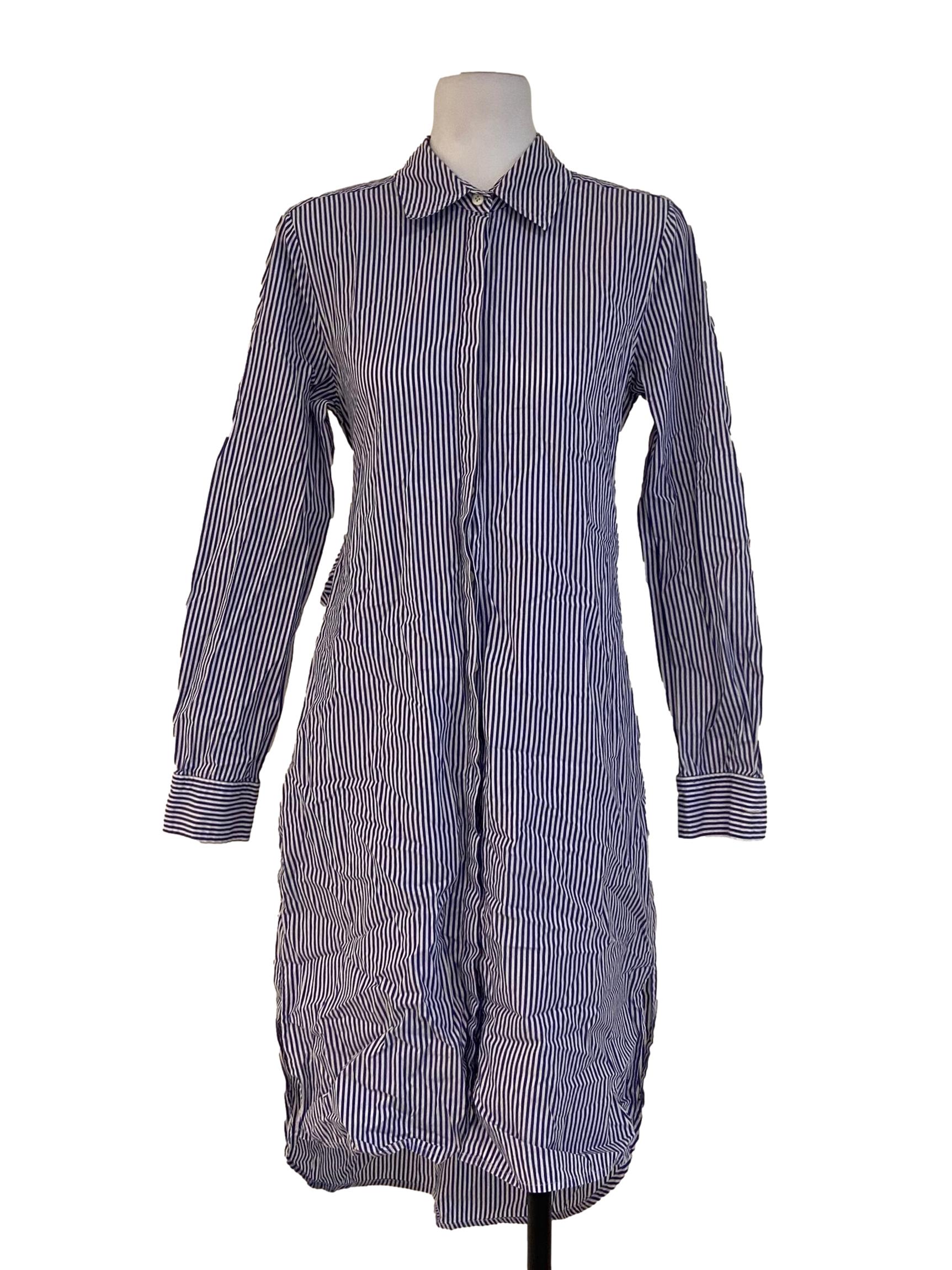 Blue & White Stripe Button Down Shirt Dress