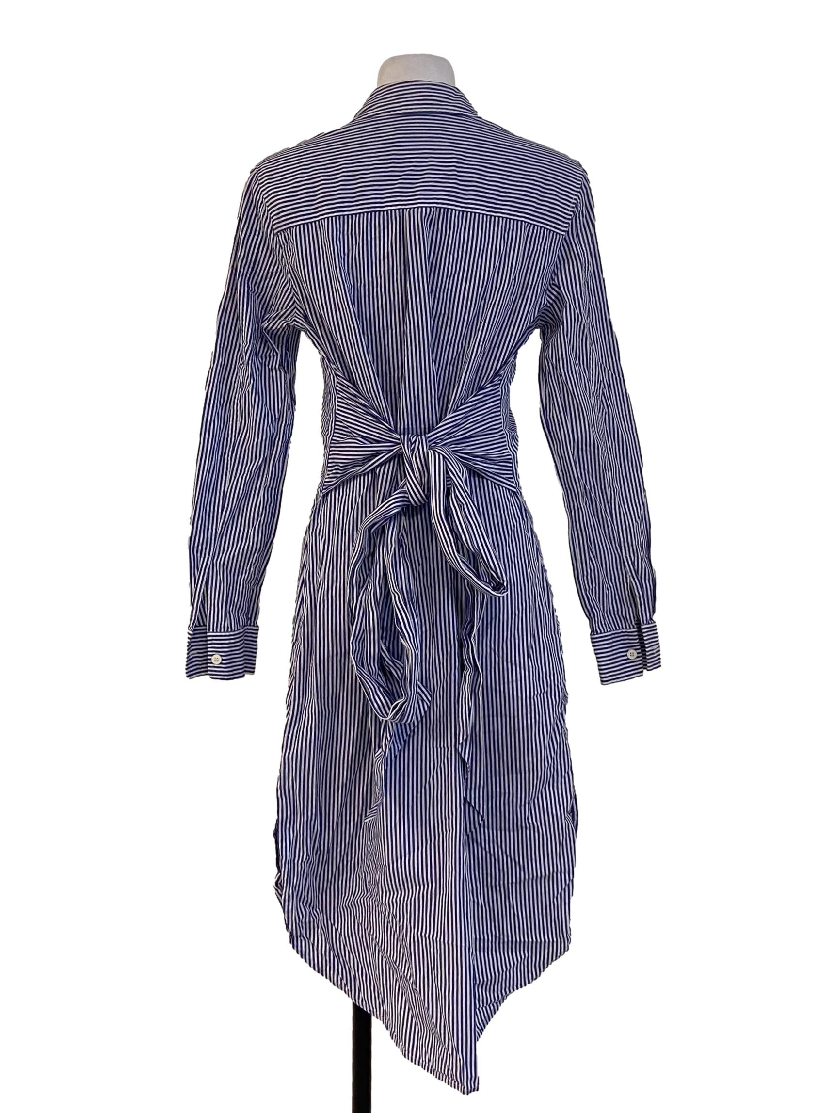 Blue & White Stripe Button Down Shirt Dress