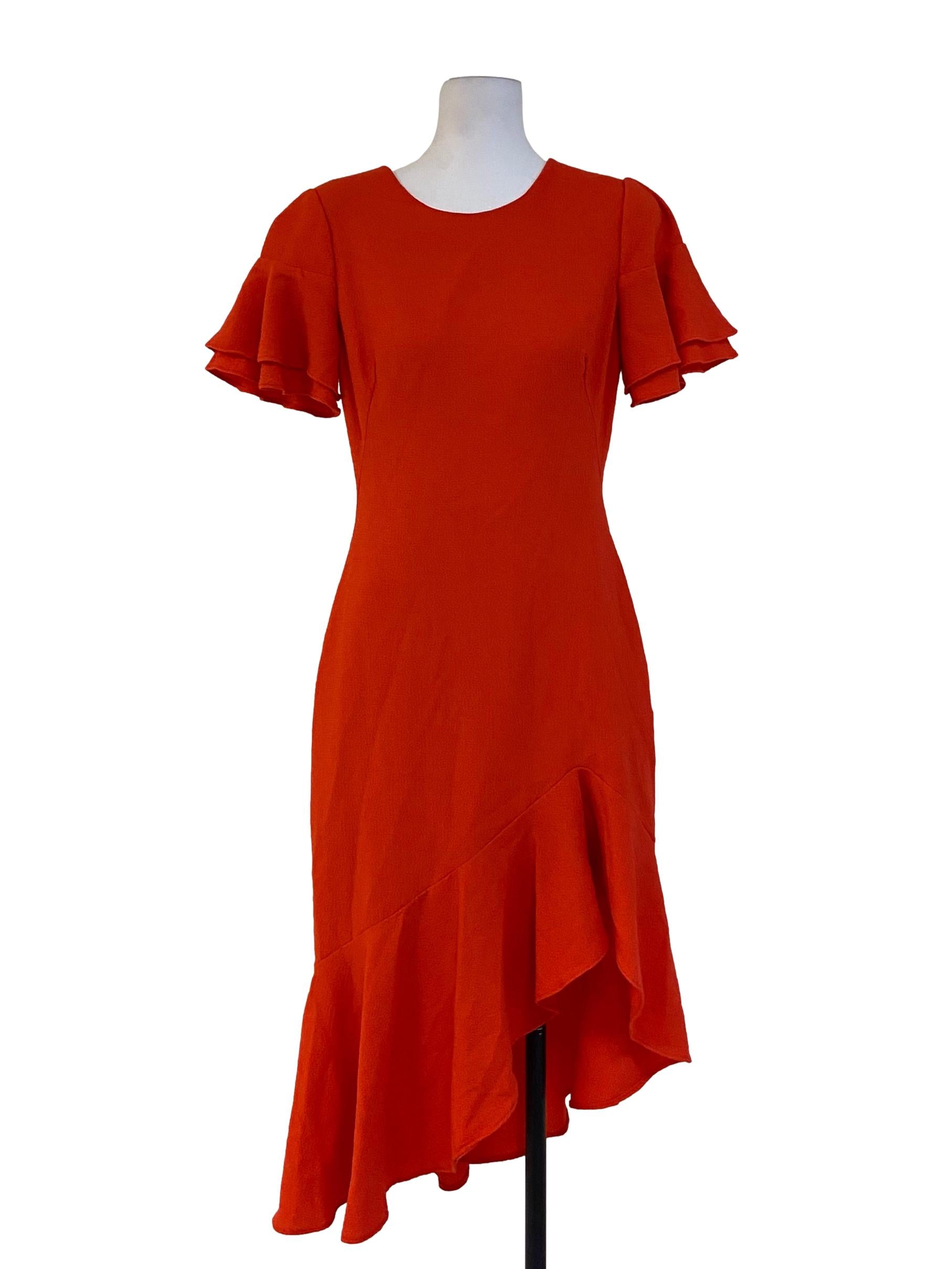 Orange Twill Asymmetric Dress