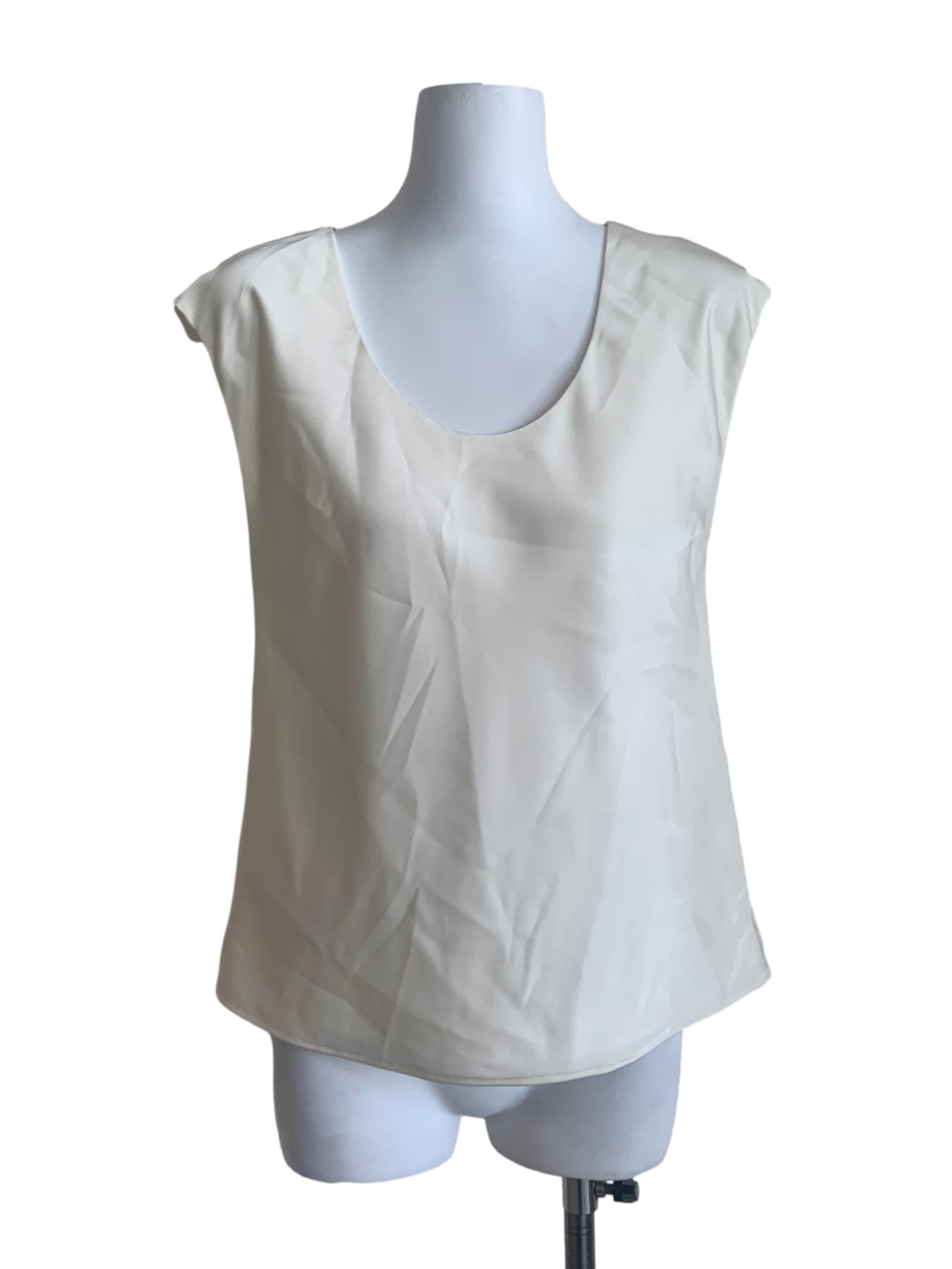 Pearl White Round Neck Top