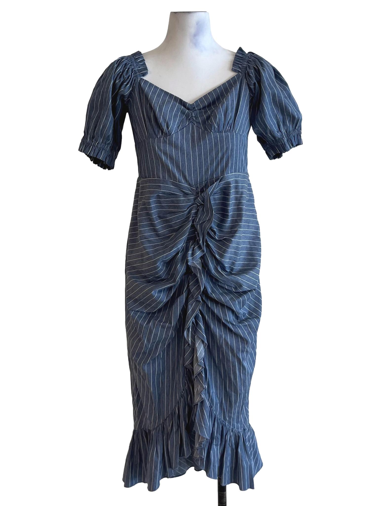 Blue Pinstripe Empire Dress
