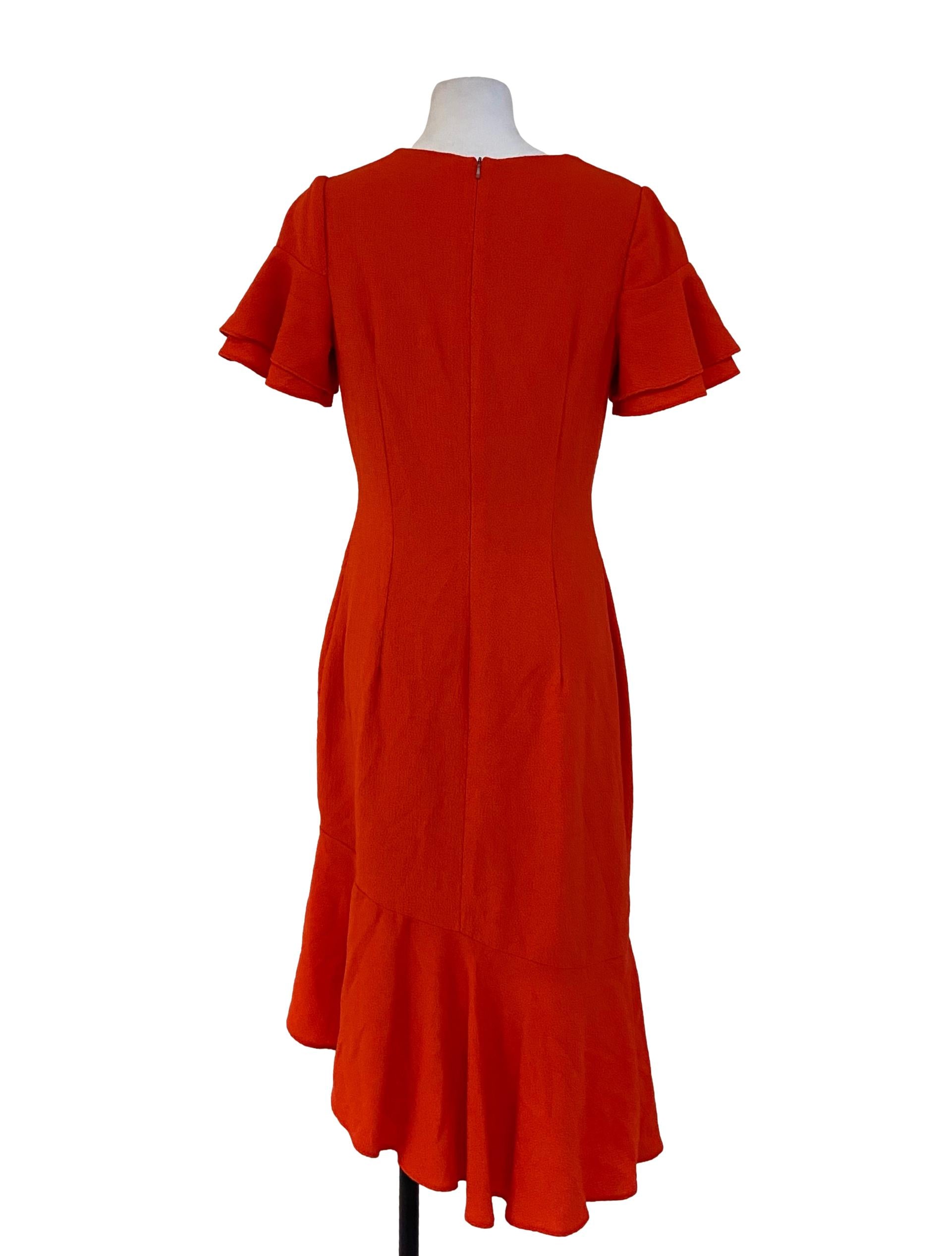 Orange Twill Asymmetric Dress