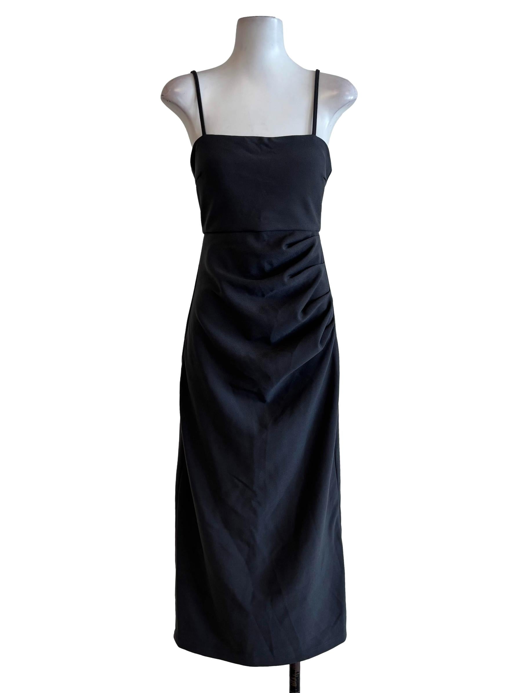 Carbon Grey Spaghetti Strap Ruched Dress