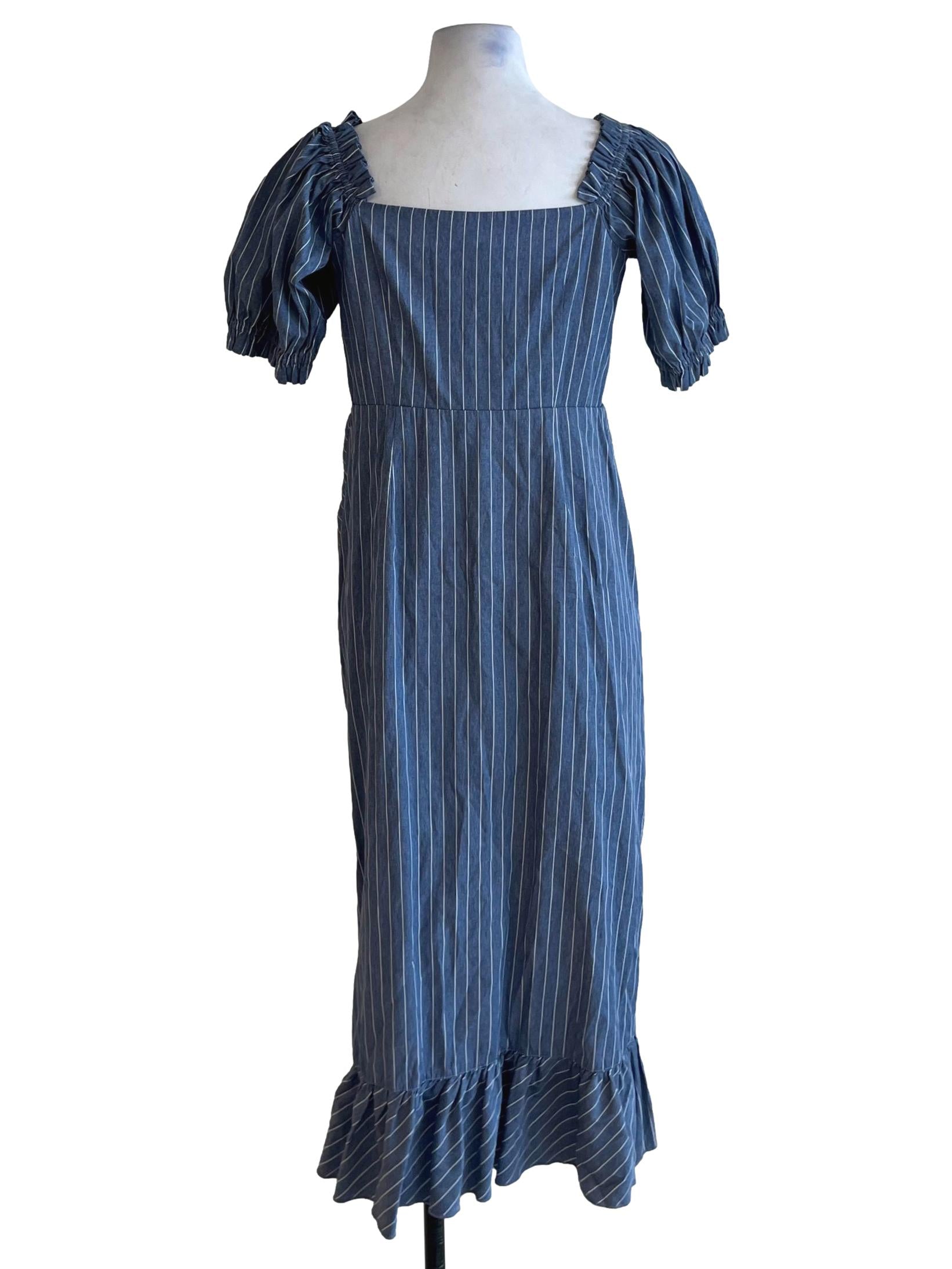 Blue Pinstripe Empire Dress