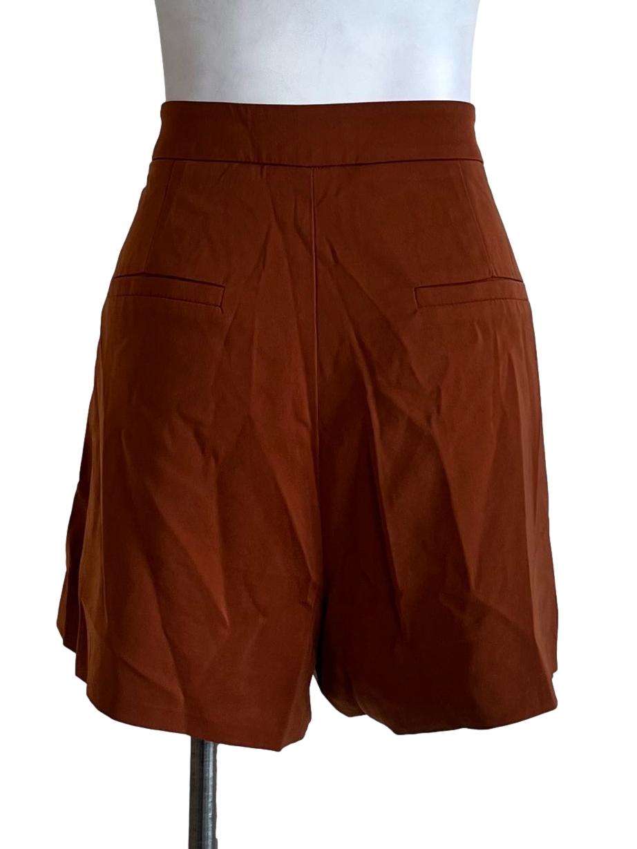 Orange Basic Non Elastic Waist Shorts