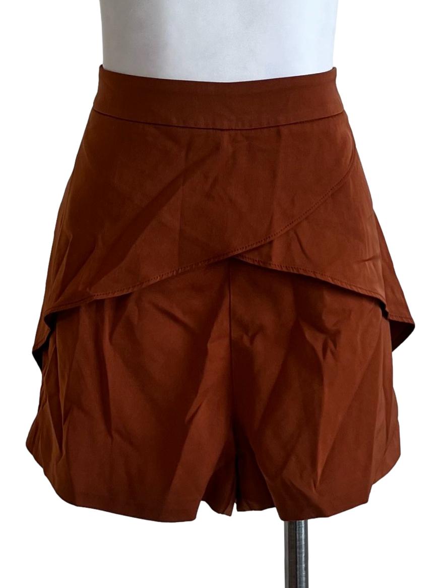 Orange Basic Non Elastic Waist Shorts